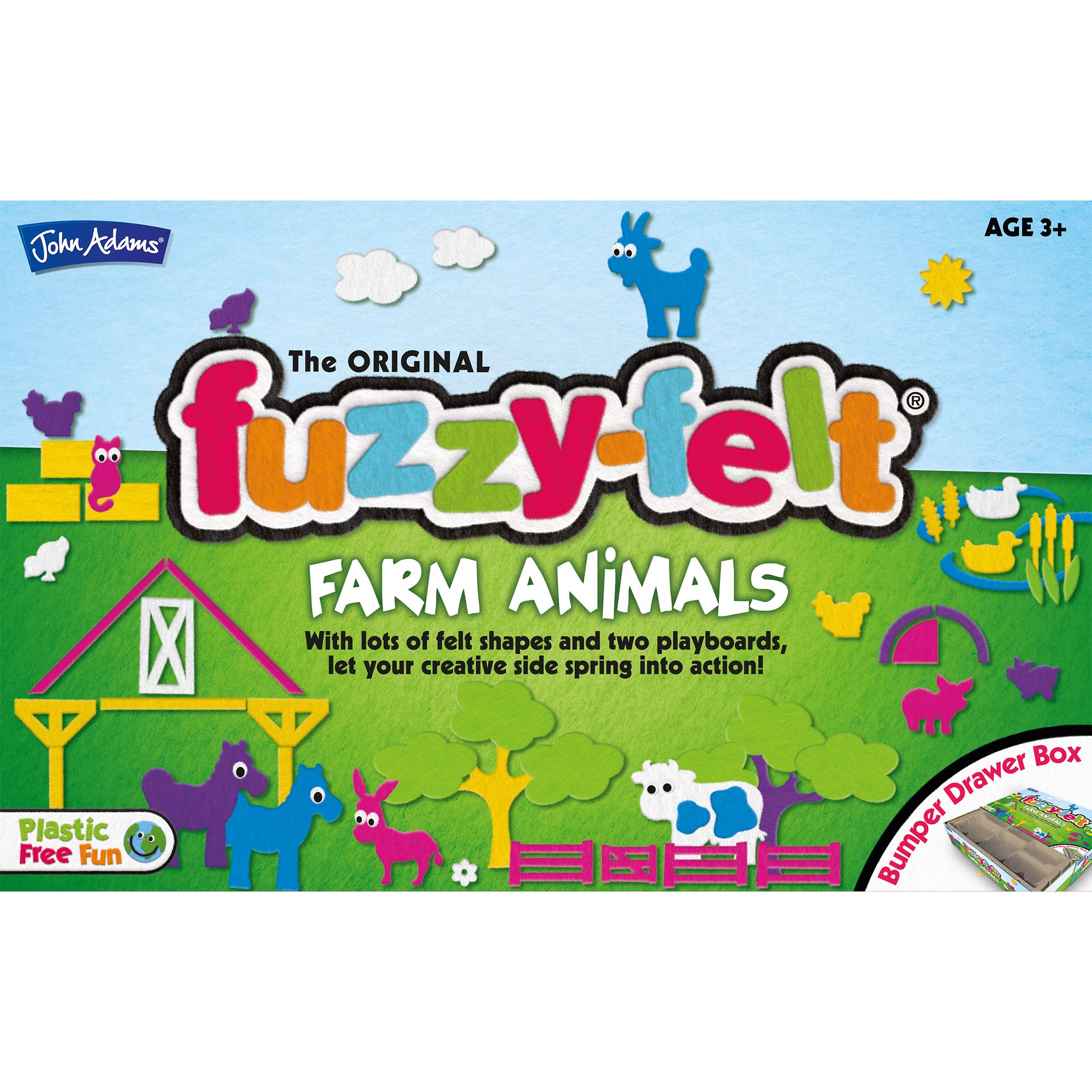 John Adams Fuzzy-Felt Farm Animals - 4+ Years, Over 350 Felt Shapes with 2 Boards 10