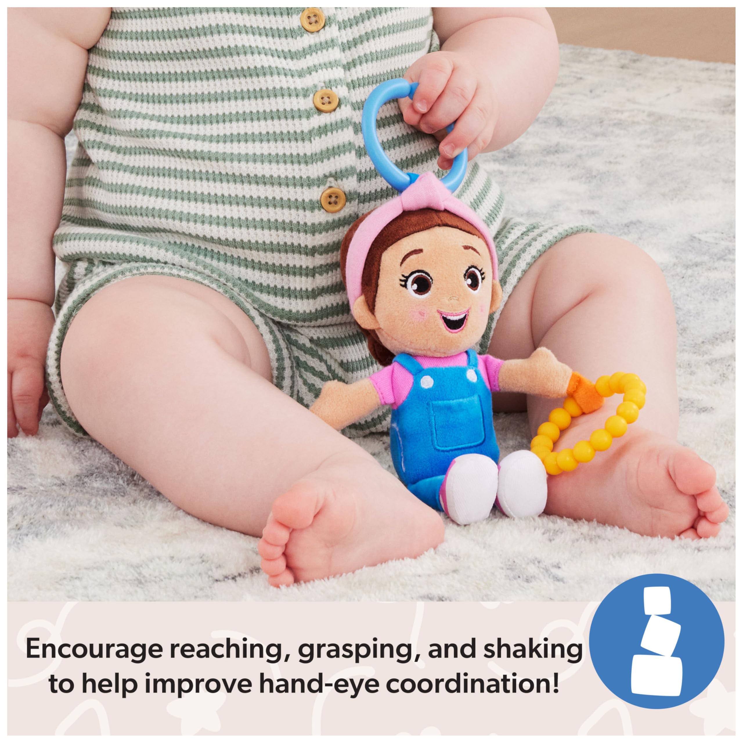 Ms. Rachel Sensory Take-Along Toy - Crinkly Teether with Rattle for 3+ Months 6