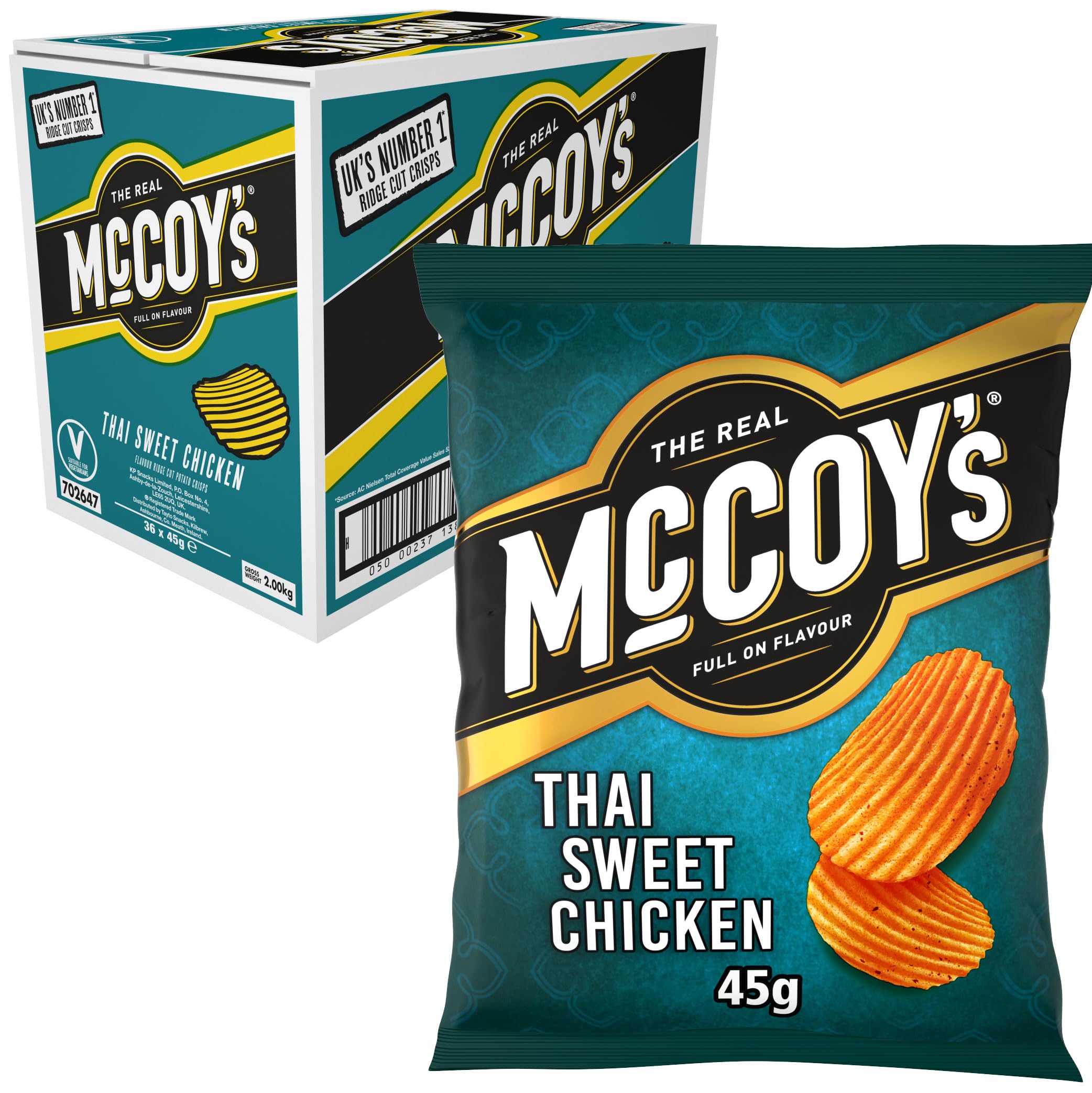 McCoy's Thai Sweet Chicken Grab Bag Crisps 45g (Multipack Box of 36)