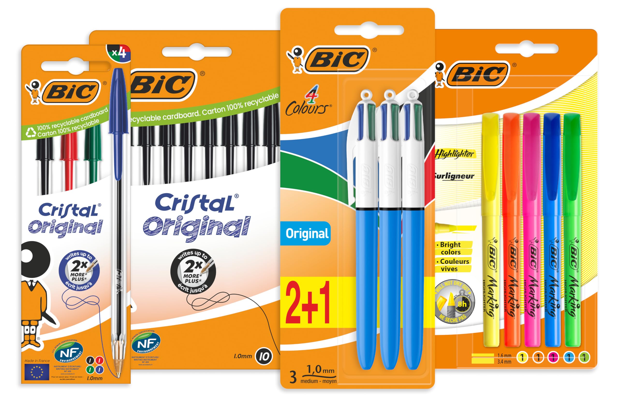 BIC Student Stationery Set - 23-Piece Bundle with Black, Colored, and Highlighter Pens
