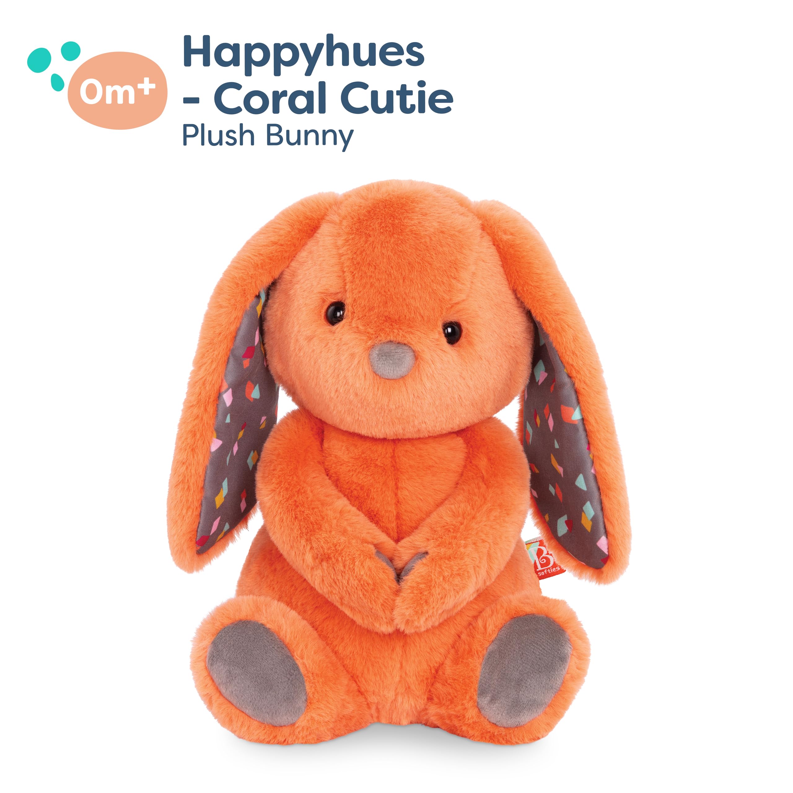 B. Toys Plush Bunny - Super Soft Stuffed Animal - Coral Orange - 0 Months+ 7