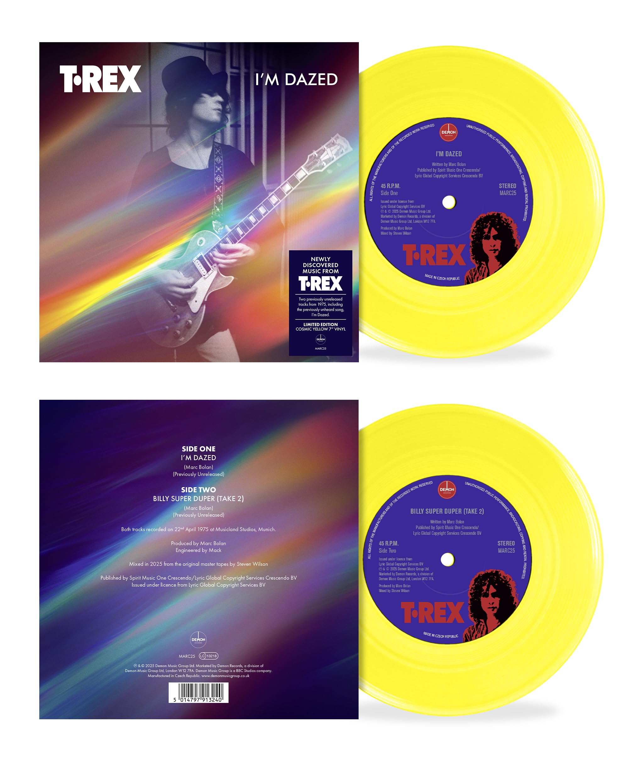 T. Rex - I'm Dazed / Billy Super Duper - 7" Single, Cosmic Yellow Vinyl 4