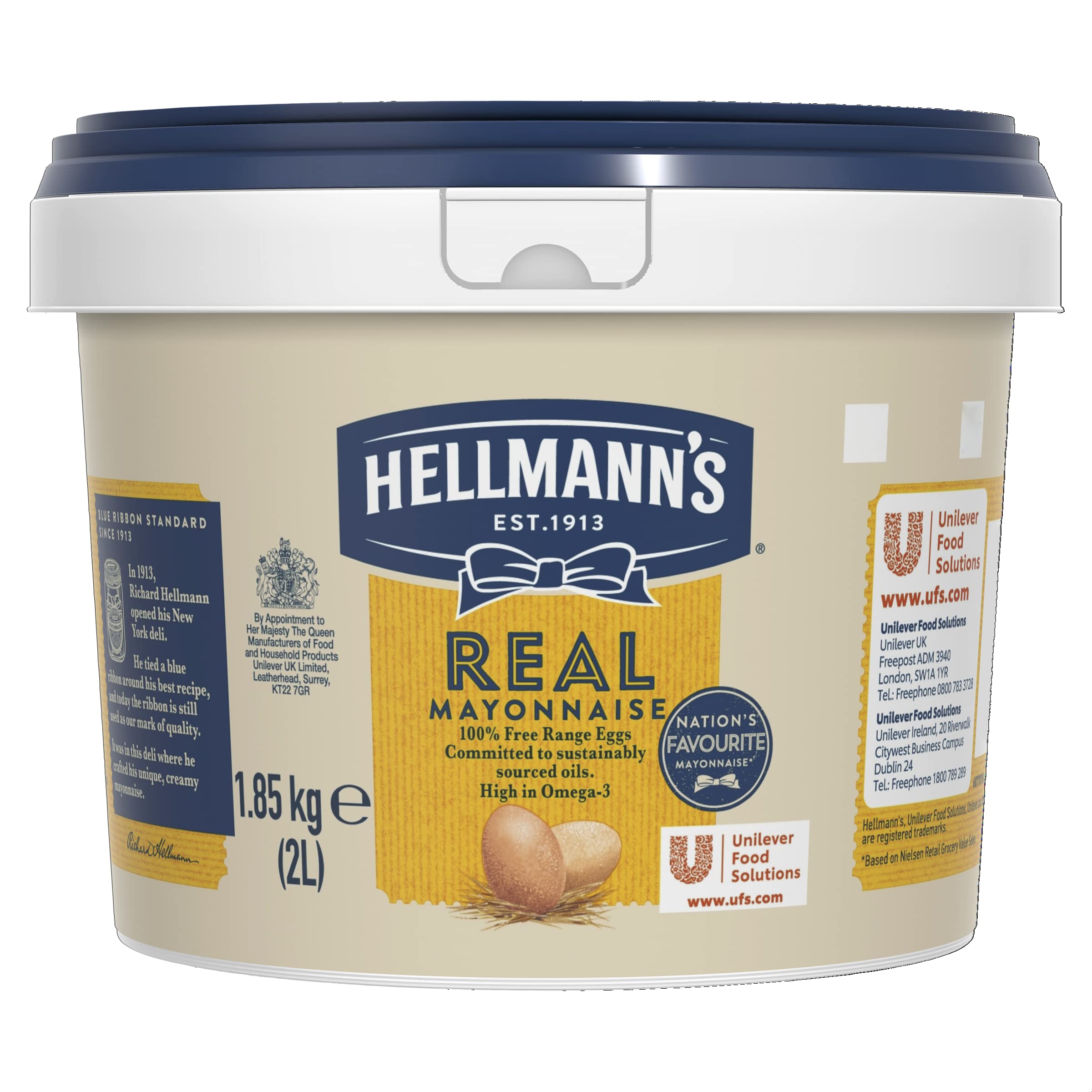 Hellmann's Real Mayonnaise - 2 Litre Catering Tub | Gluten Free | Made with Free-Range Eggs