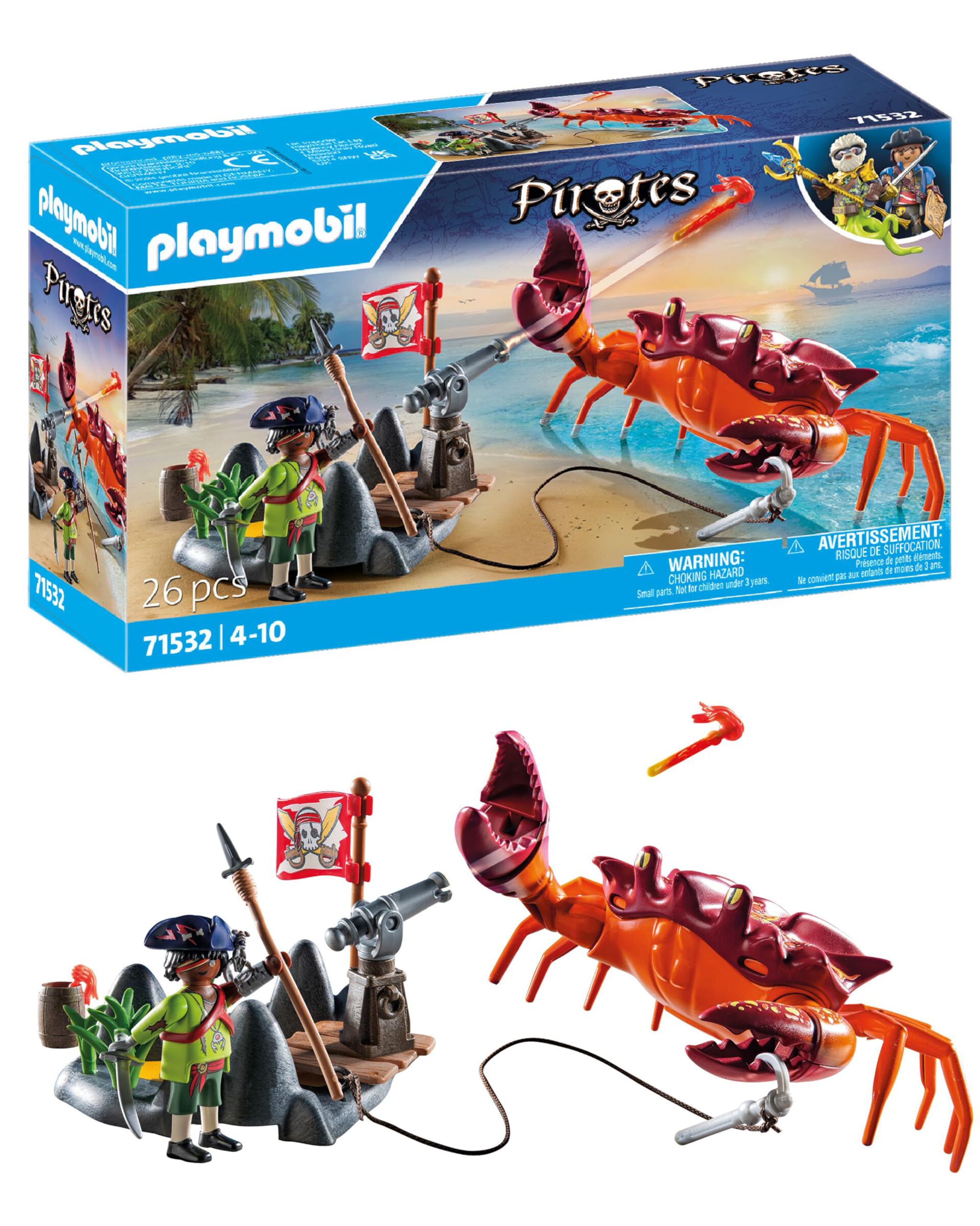 Playmobil 71532 Pirates: Battle with the Giant Crab - Fantasy Pirate Playset for Kids 4+