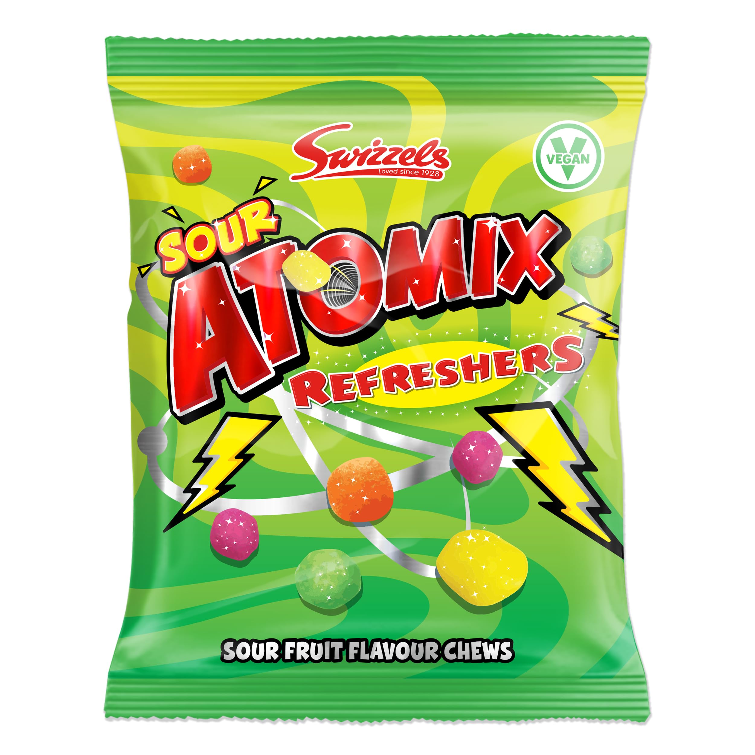 Swizzels Sour Atomix Refreshers - Tangy Fruit Flavour Chewy Sweets | 110g Bag