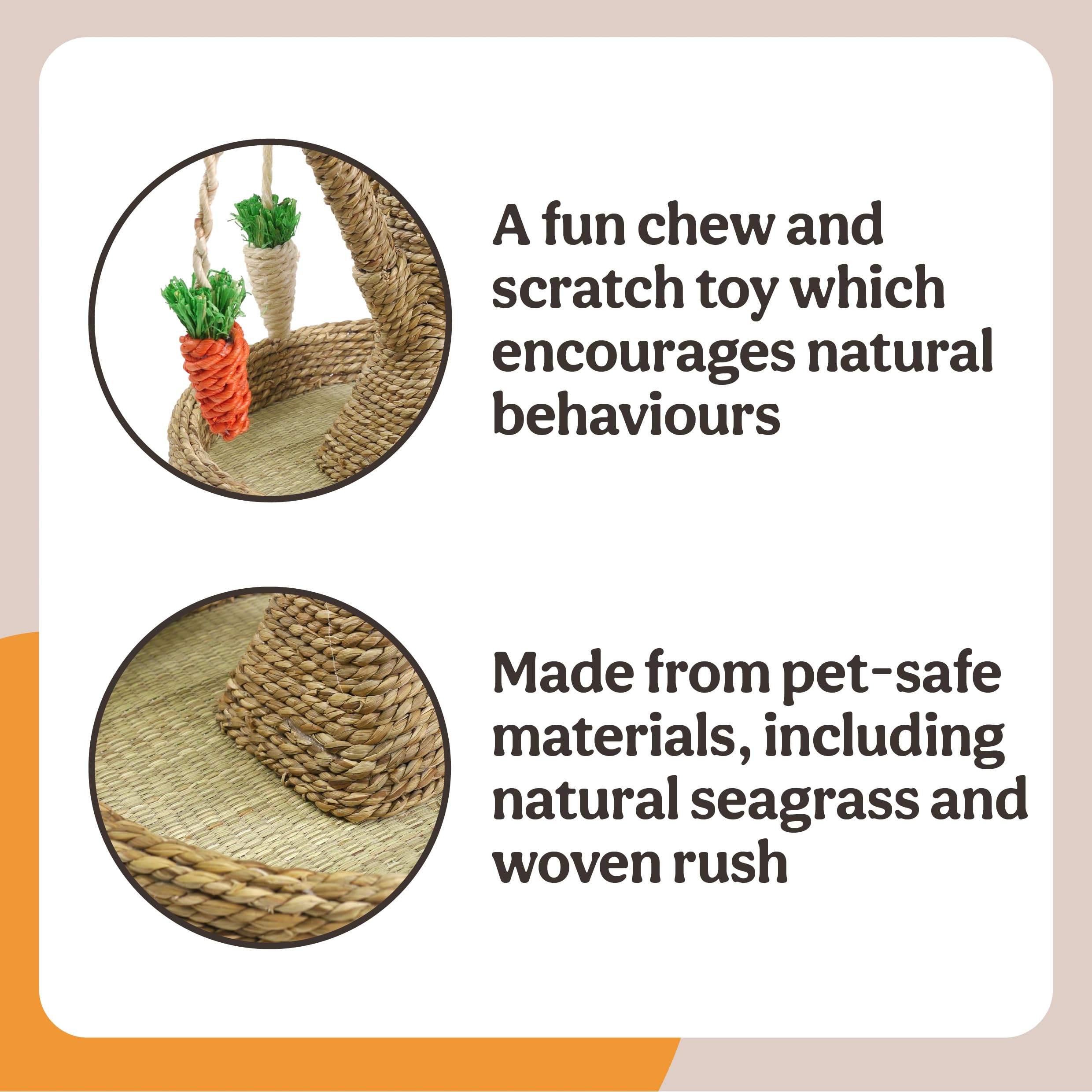 Rosewood Bunny Fun Tree Activity Toy - Seagrass & Corn Leaf | Small Animals