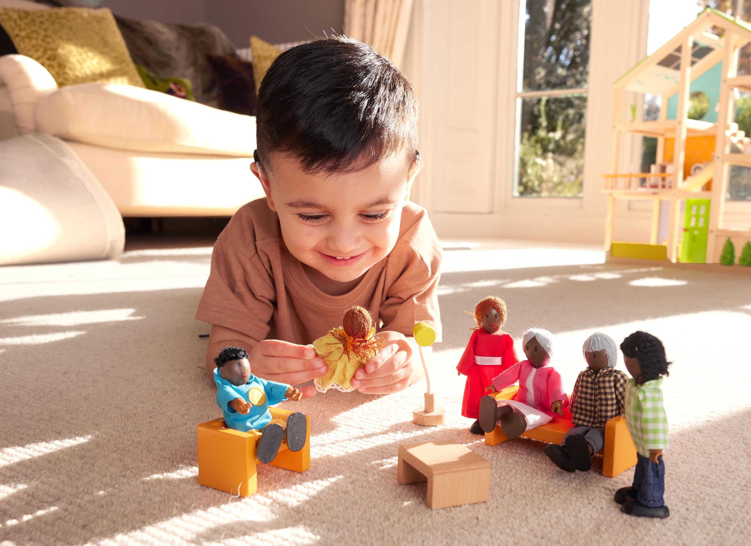 Hape E3501 Happy Family - African American Wooden Dolls House Playset for Kids 3+ 6