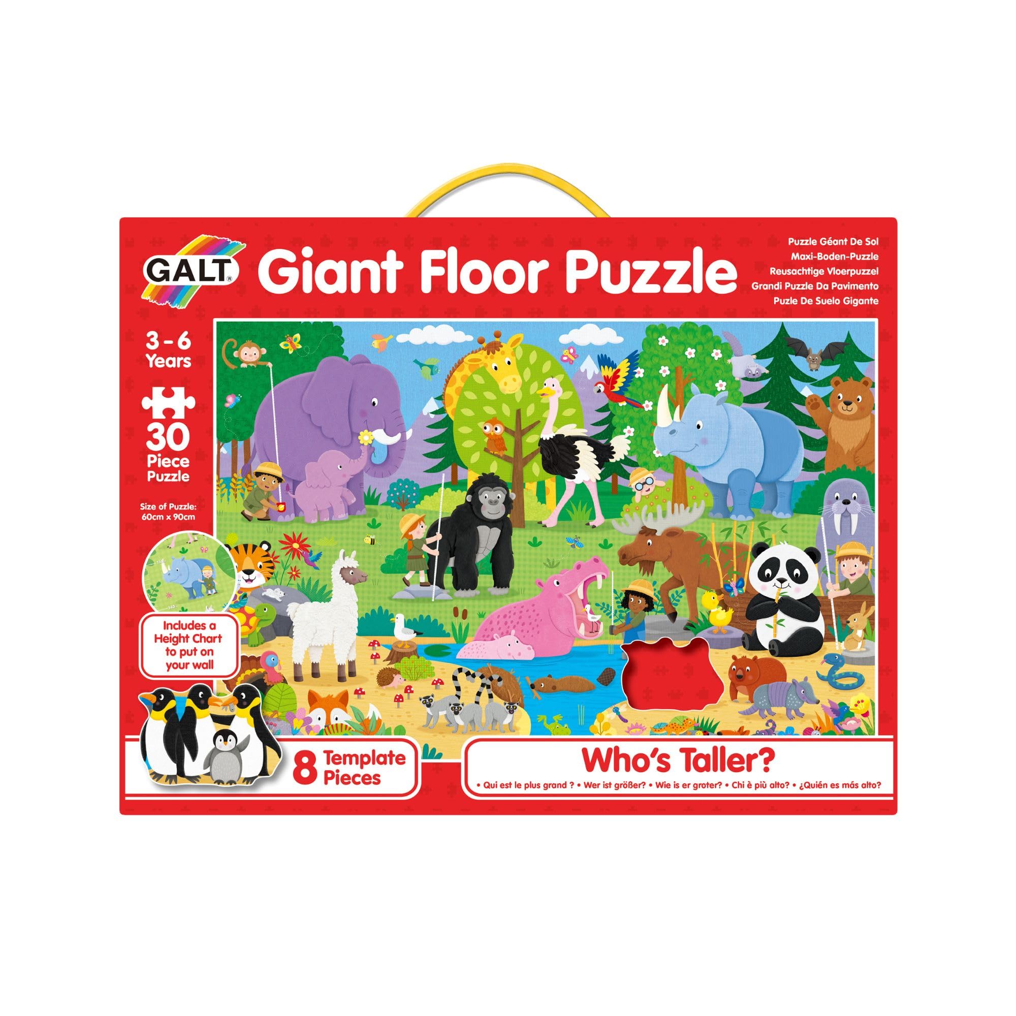 Galt Giant Floor Puzzle - Who's Taller? - 30-Piece Animal Puzzle for Kids Ages 3-6 7