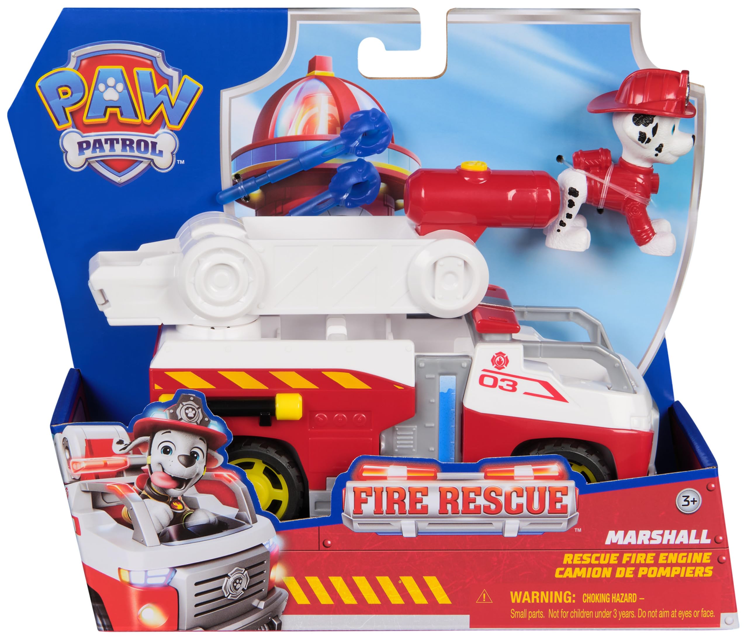 Paw Patrol Marshall Rescue Feuerwehrauto mit Actionfigur und Projektilwerfer – Feuerwehrauto-Spielzeug für Kinder ab 3 Jahren 9