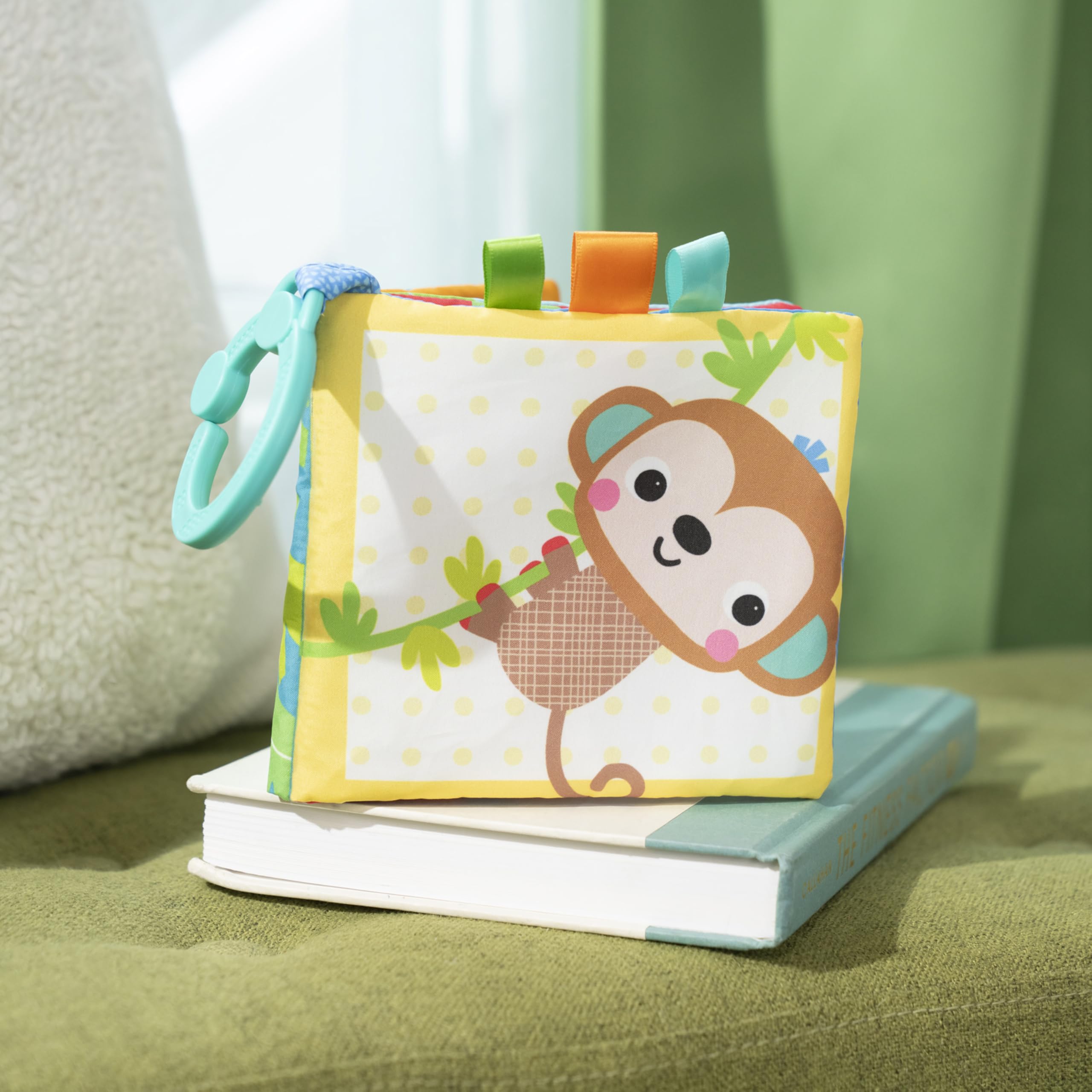 Bright Starts Safari Buddies Soft Crinkle Book Stroller Toy | Sensory Stimulation | Unisex Baby 8