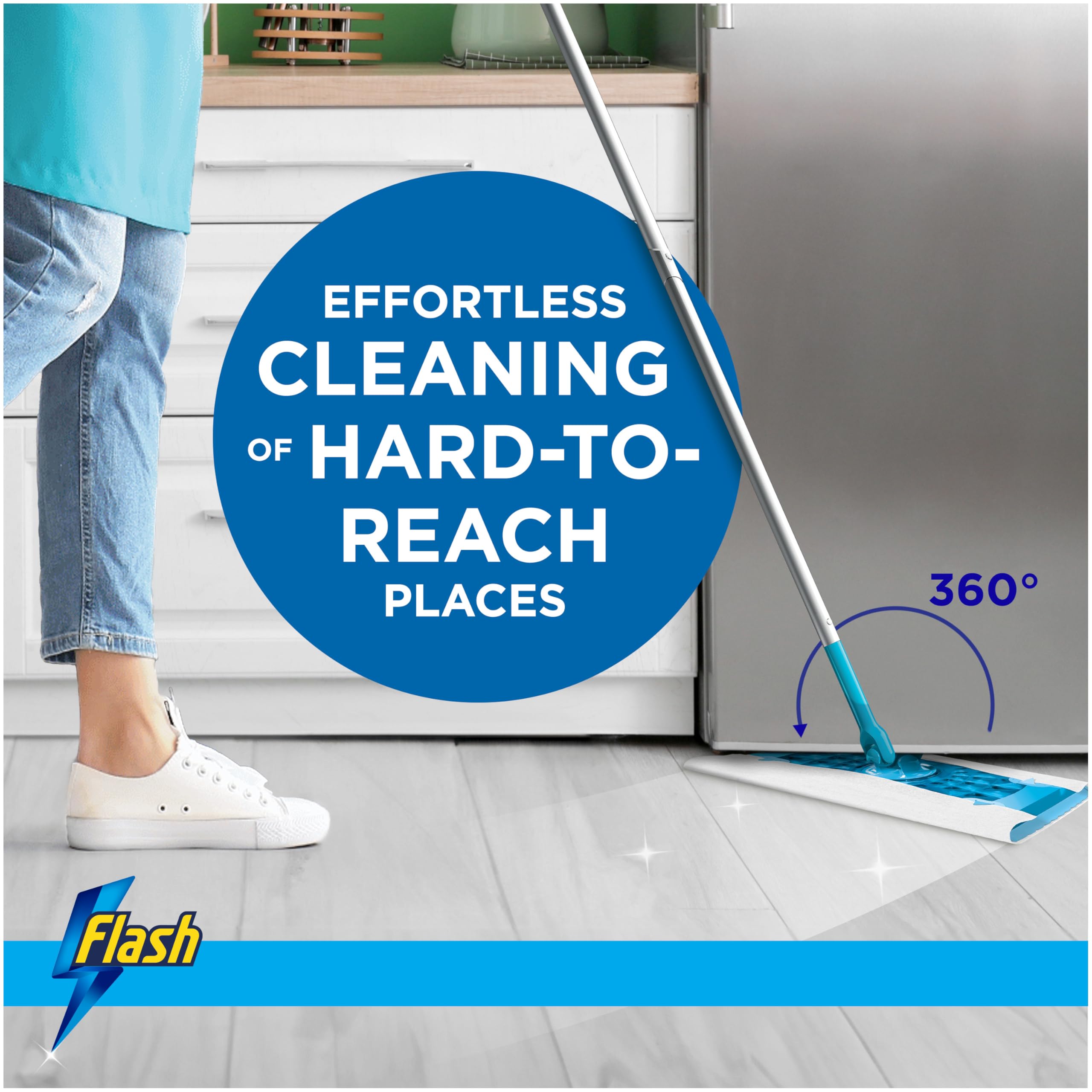 FLASH Speedmop Floor Cleaner Starter Kit with 20 Wet Refills | Dirt-Lifting Fibres | Lemon Scent 7