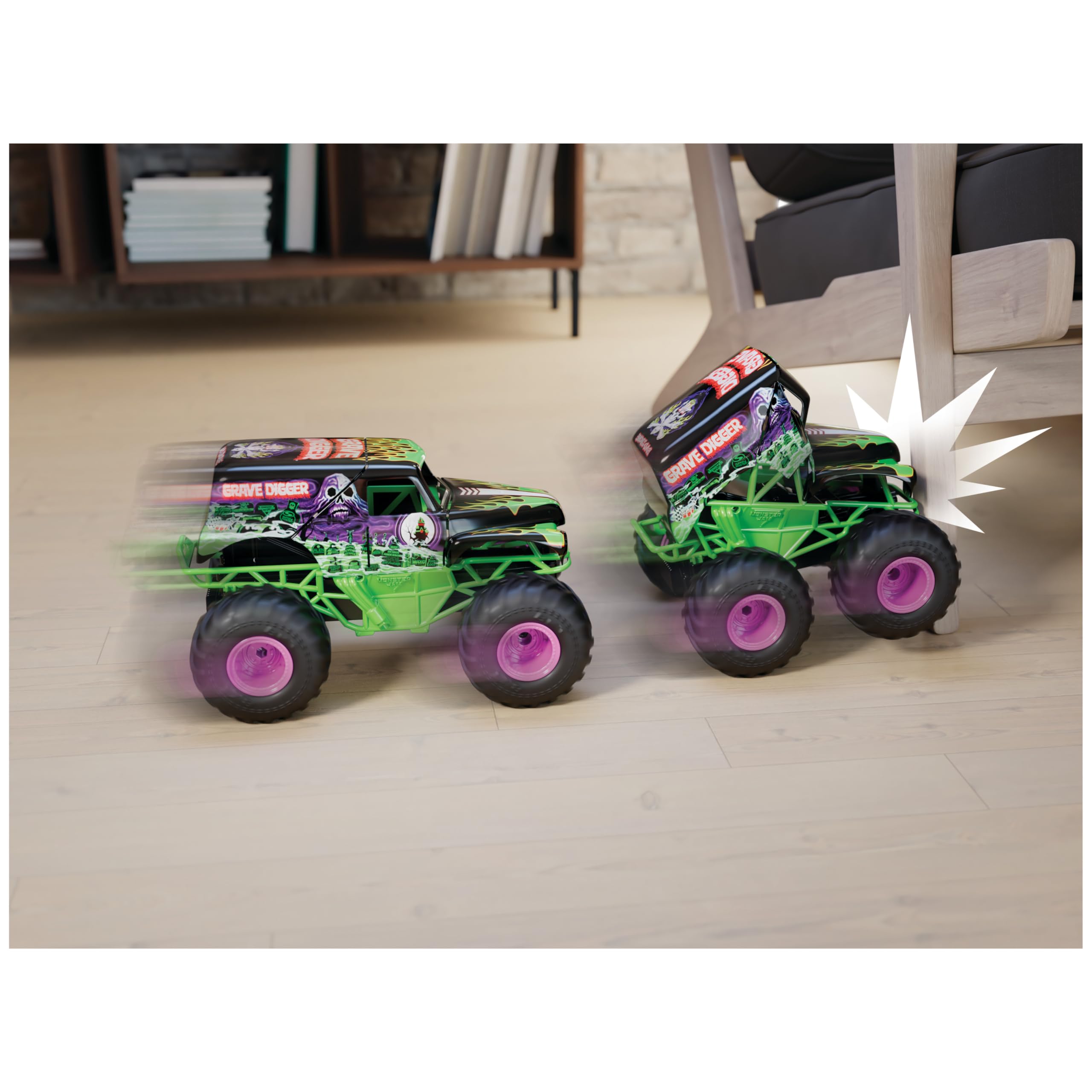 Smash & Bash Grave Digger Remote Control Monster Truck - 1:15 Scale RC Vehicle for Kids 4-14 4