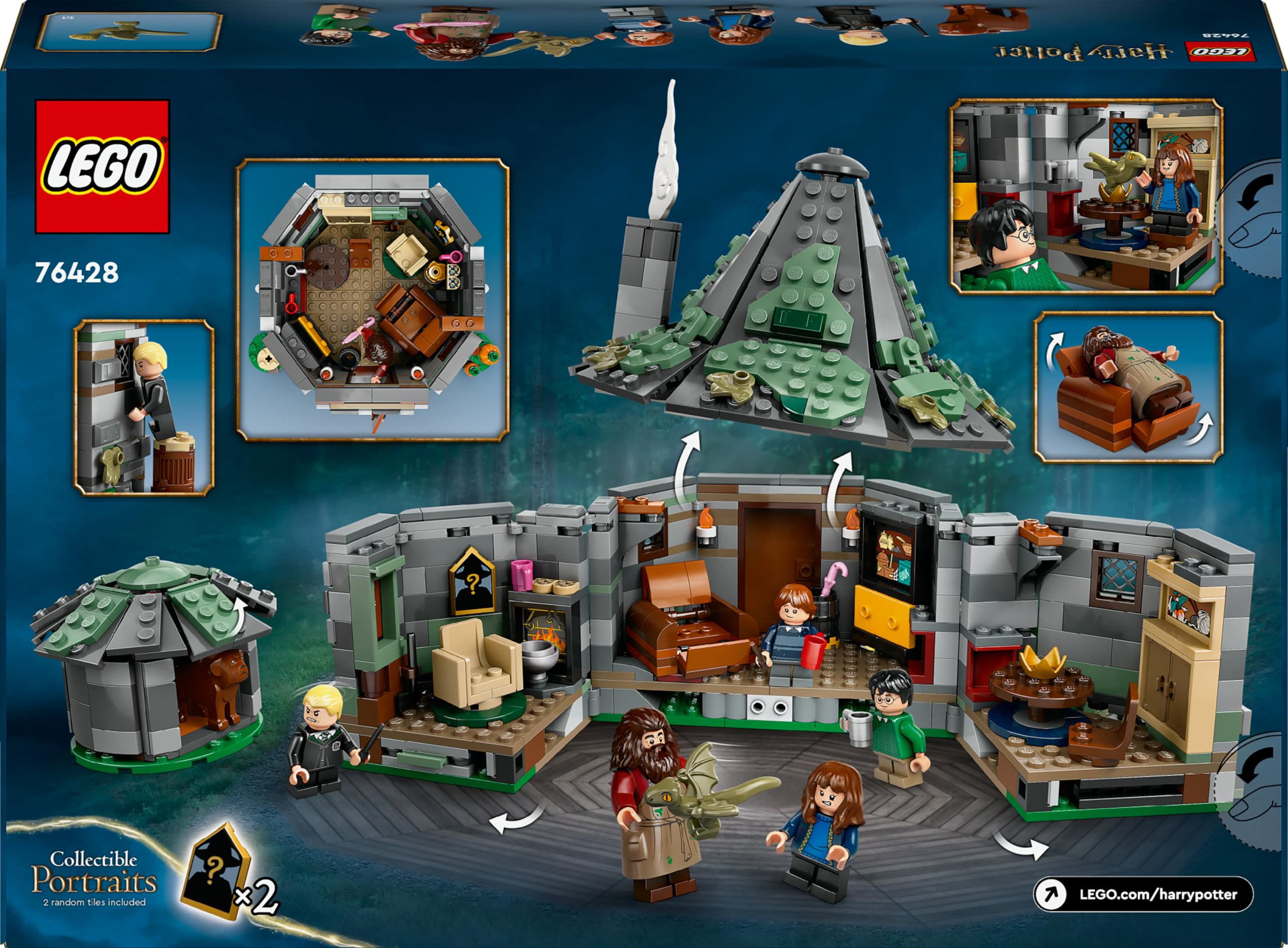 LEGO Harry Potter 76428 Hagrid’s Hut: An Unexpected Visit – Buildable Playset with 5 Minifigures, Dragon & Dog, Ages 8+ 7