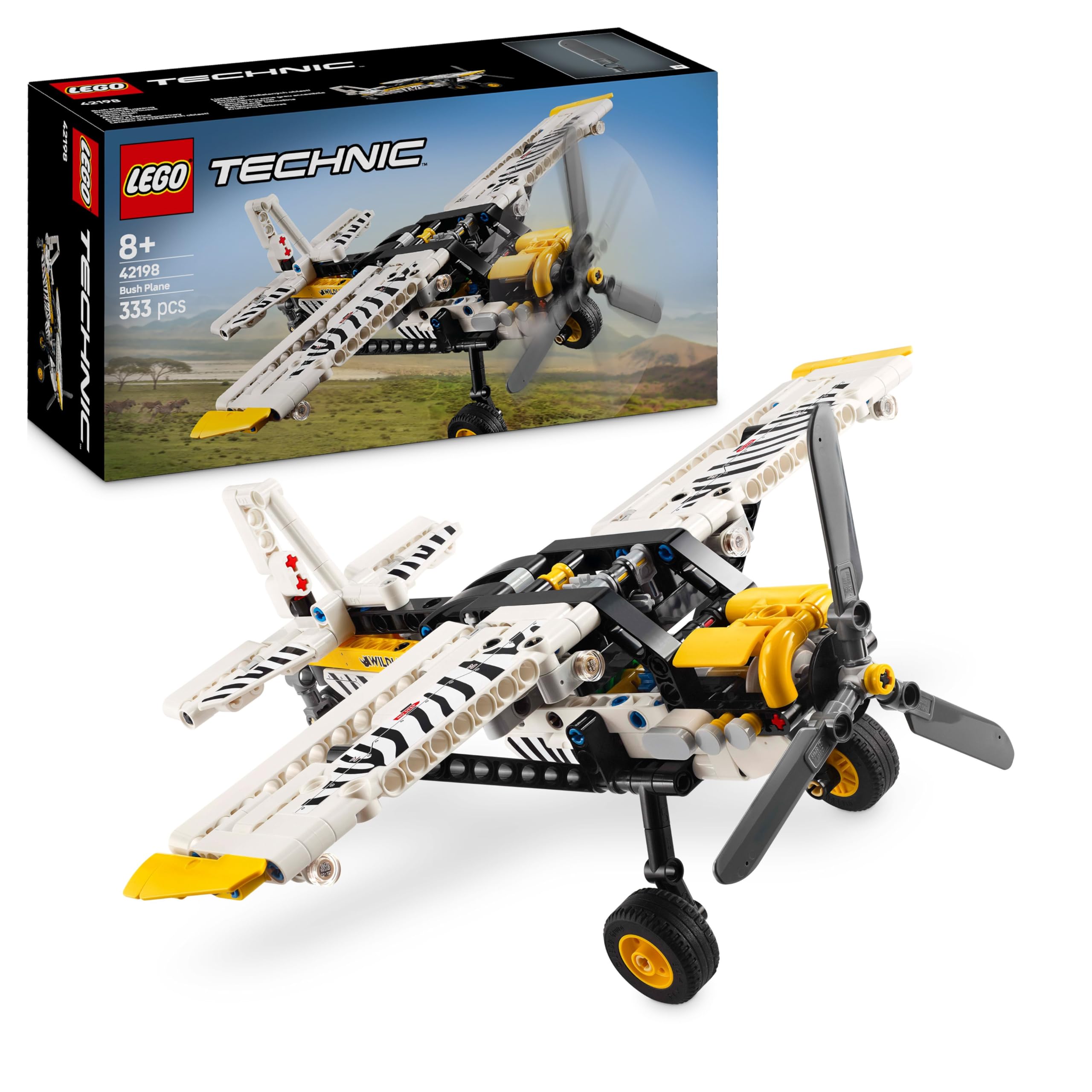 LEGO Technic Bush Plane Toy Airplane Set 42198 for Ages 8+ | Working Propeller & Engine
