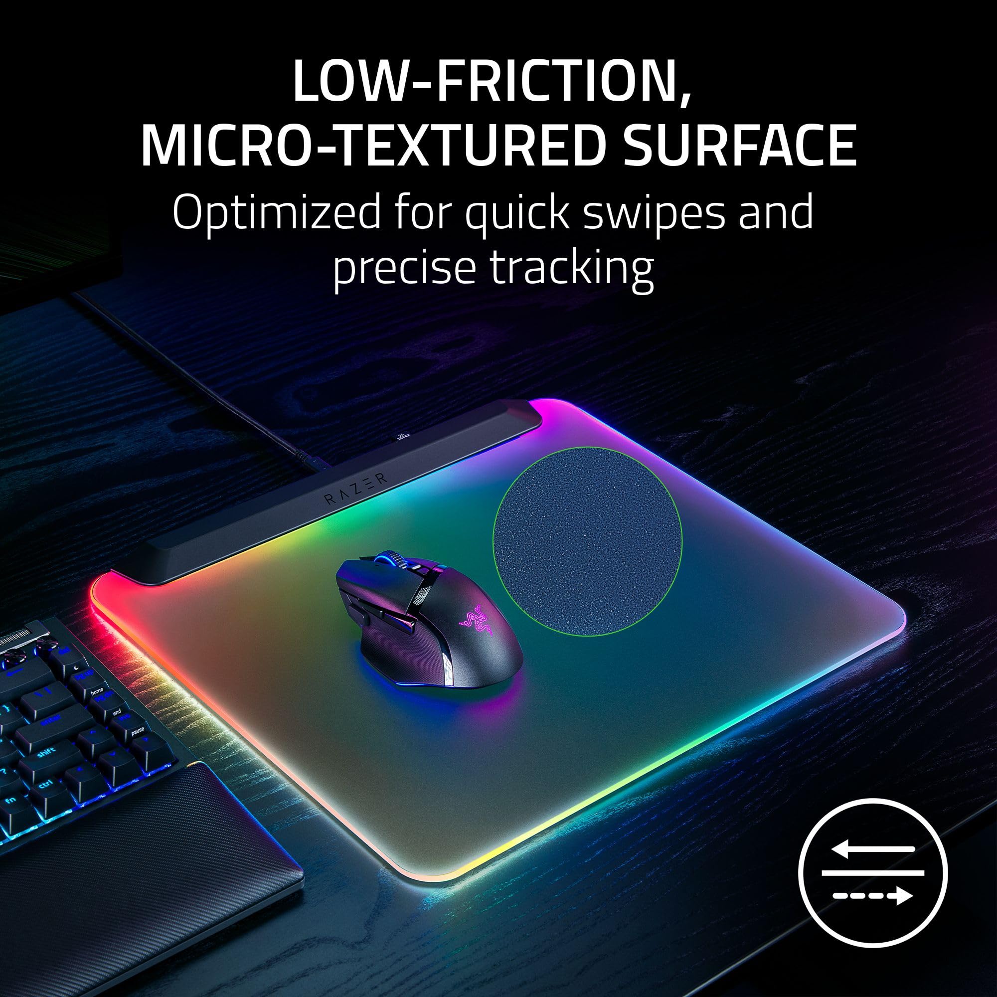 Razer Firefly V2 Pro - RGB Backlit Gaming Mouse Mat with 15-Zone Chroma Lighting & Integrated USB Port 8