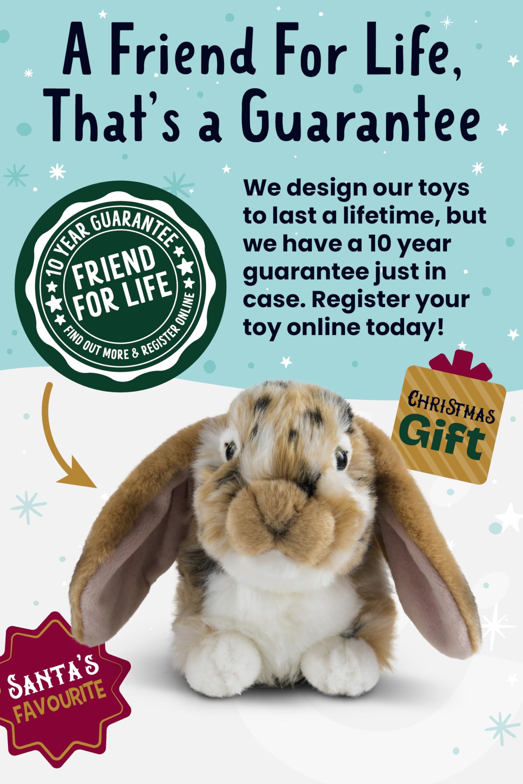 Living Nature Brown Dutch Lop Eared Rabbit Plush Toy - 26 cm Eco-Friendly Stuffed Animal 6