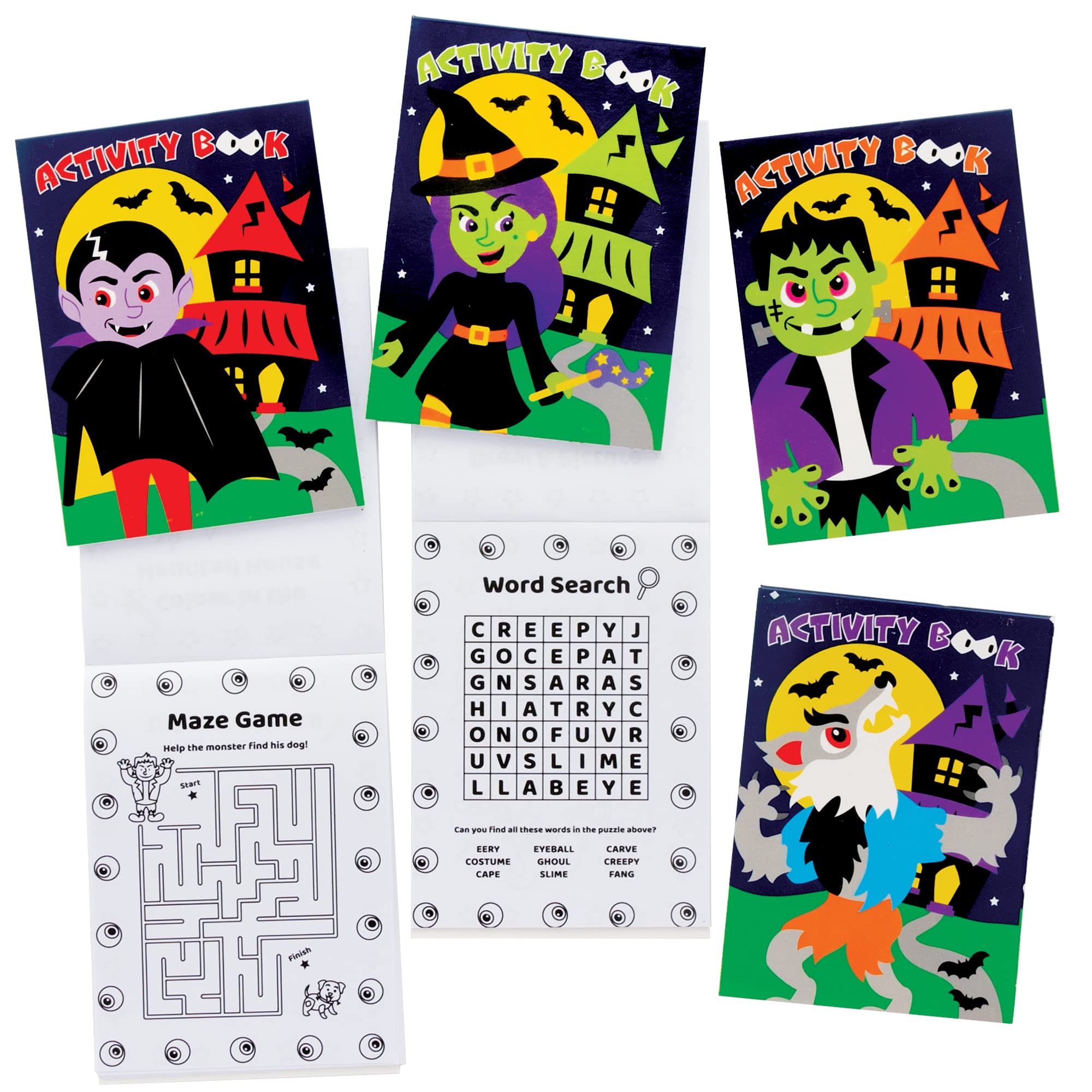 Baker Ross FE776 Halloween Mini Activity Book - 12-Pack Puzzle Books for Kids, Party Bag Fillers