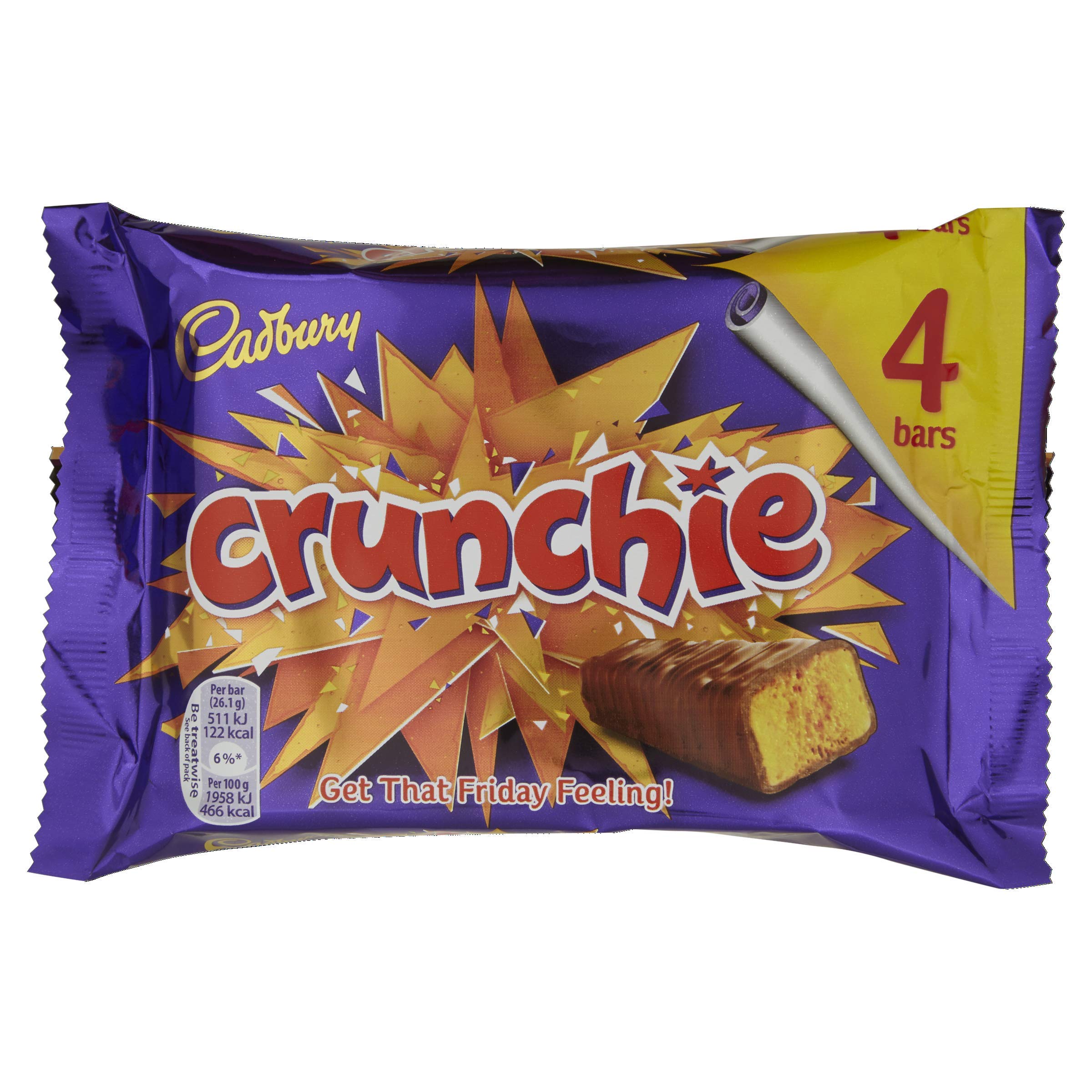 Cadbury Crunchie Chocolate Bar - Honeycomb Centre, Milk Chocolate Coating | 4 Pack of 26.1g Bars 1