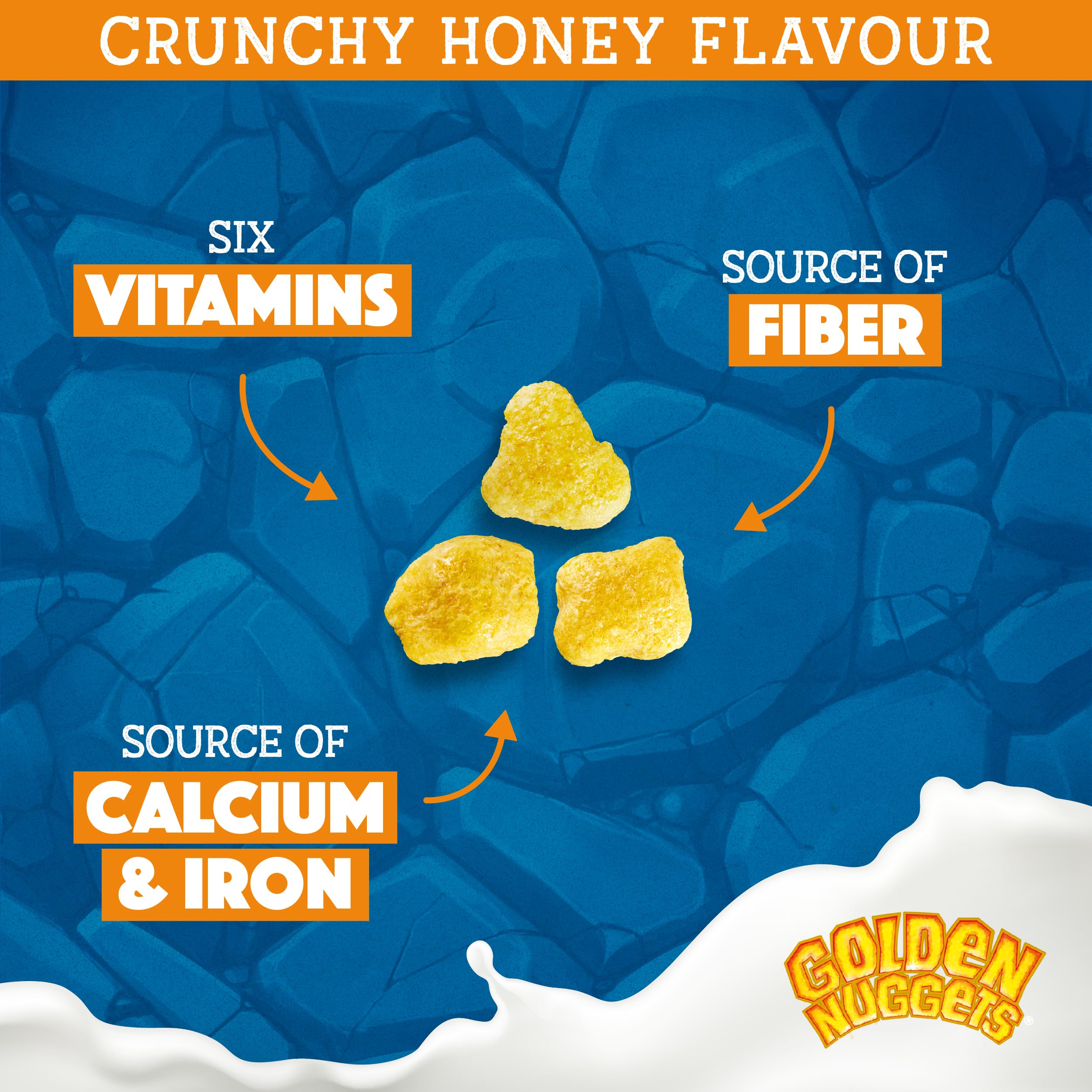 Nestlé Golden Nuggets Cereal, 375g - Honey Flavoured Whole Grain Breakfast Cereal with Vitamins & Minerals