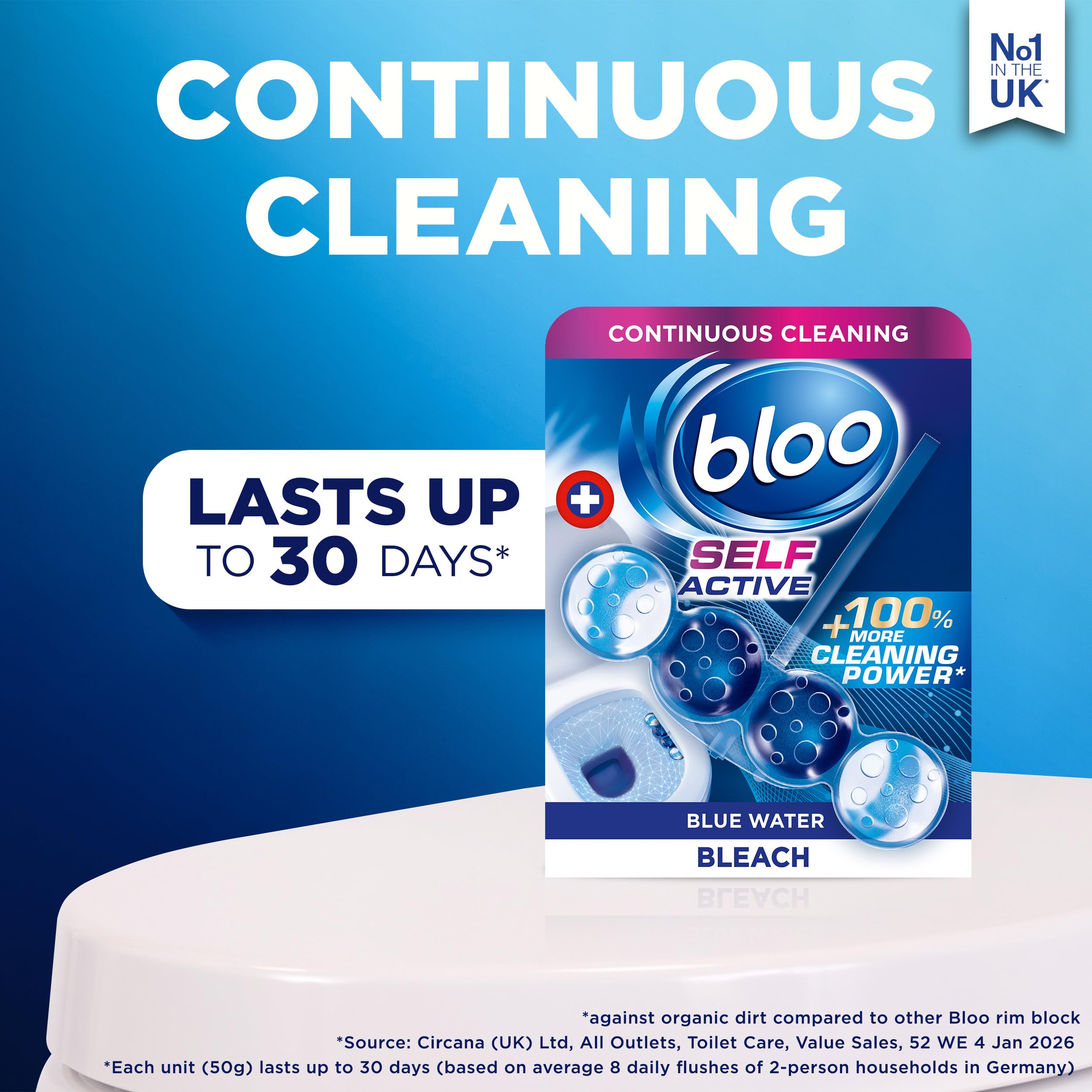 Bloo Self Active Bleach Toilet Rim Block | 4-Function Formula | Pack of 1 3