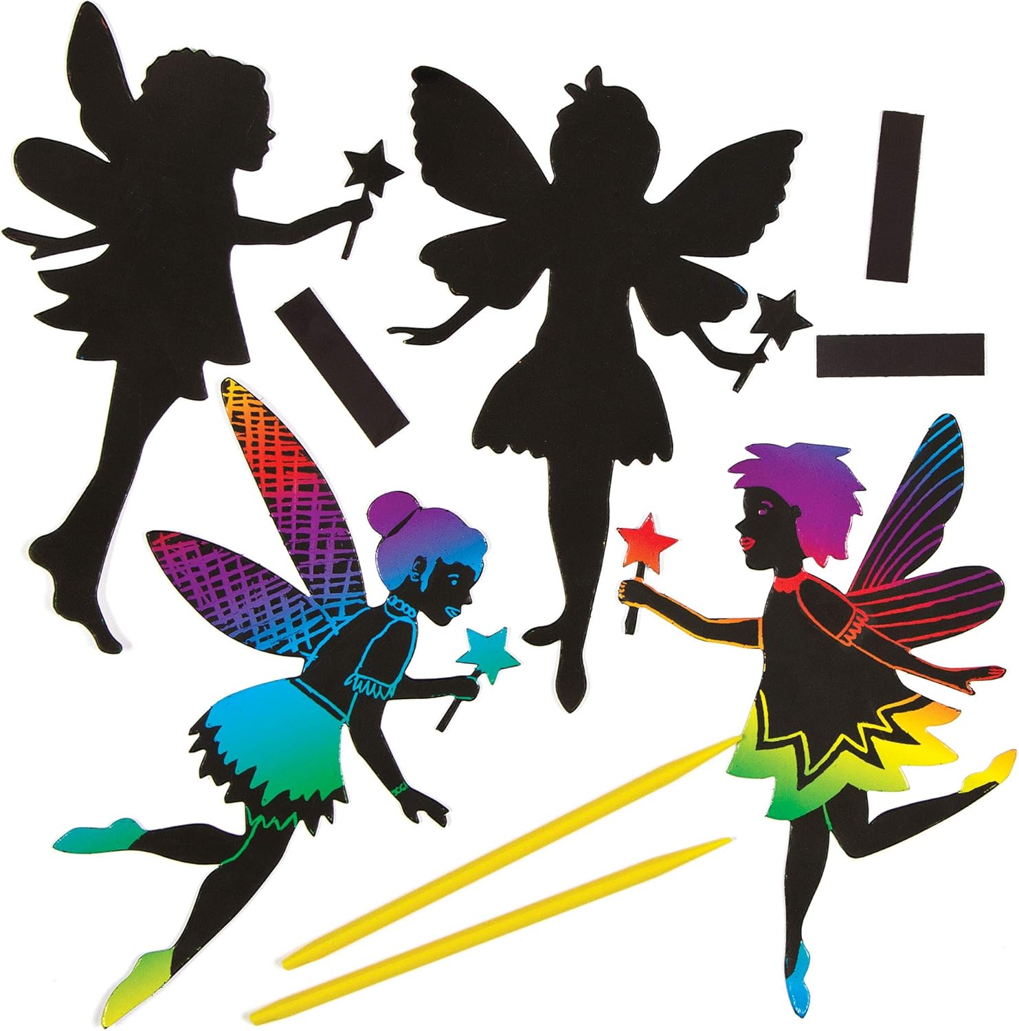 Baker Ross Fairy Scratch Art Magnets - Arts & Crafts Kit for Kids, Ages 3+