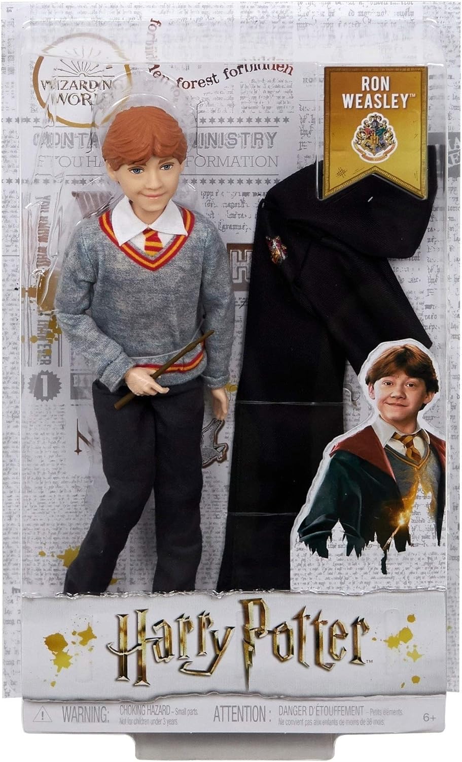 Ron Weasley Action Figure - Hogwarts Uniform with Gryffindor Robe & Wand - 6 Years and Up 6