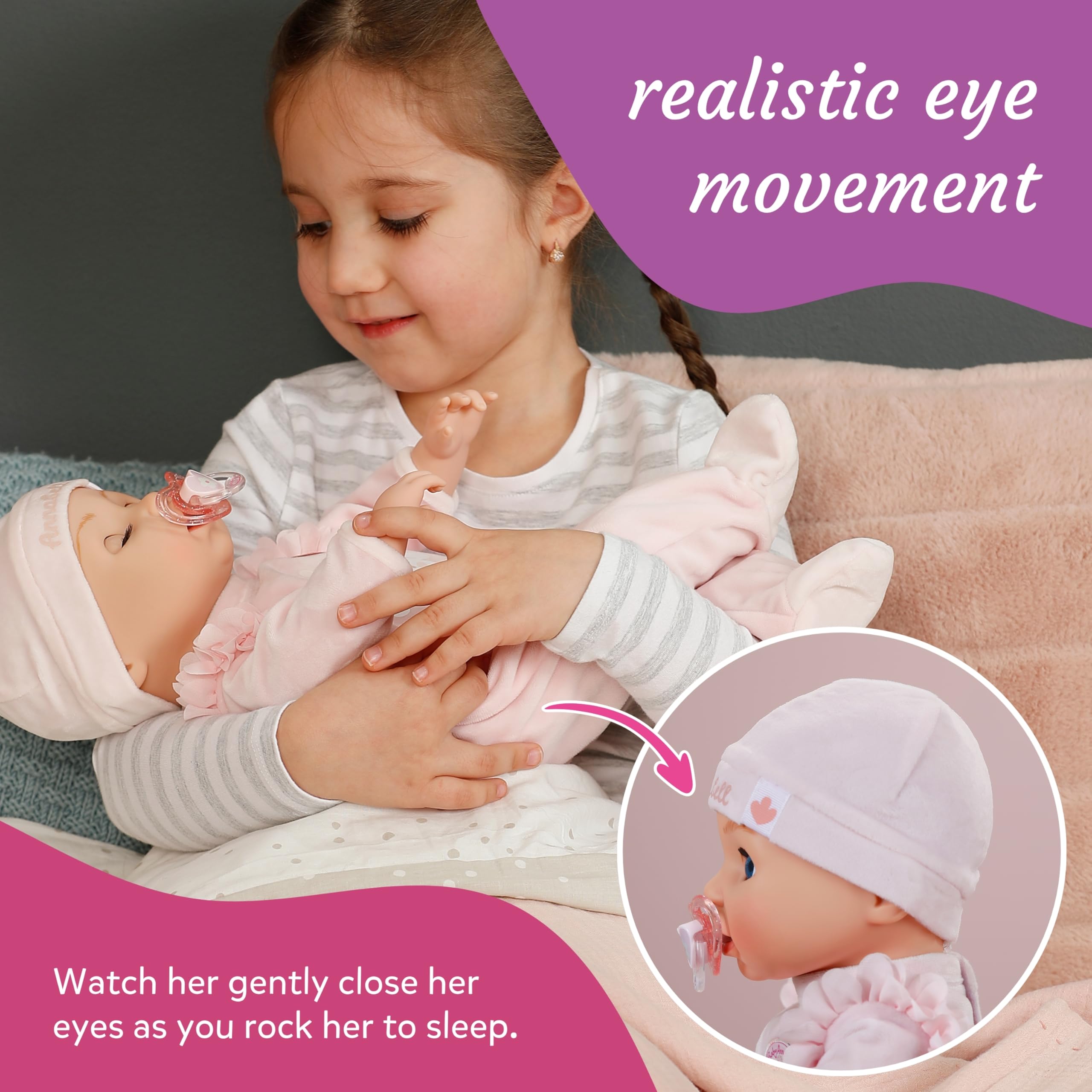 Baby Annabell Active Annabell 43cm - Interactive Soft-Bodied Baby Doll with Realistic Sounds & Movements 11