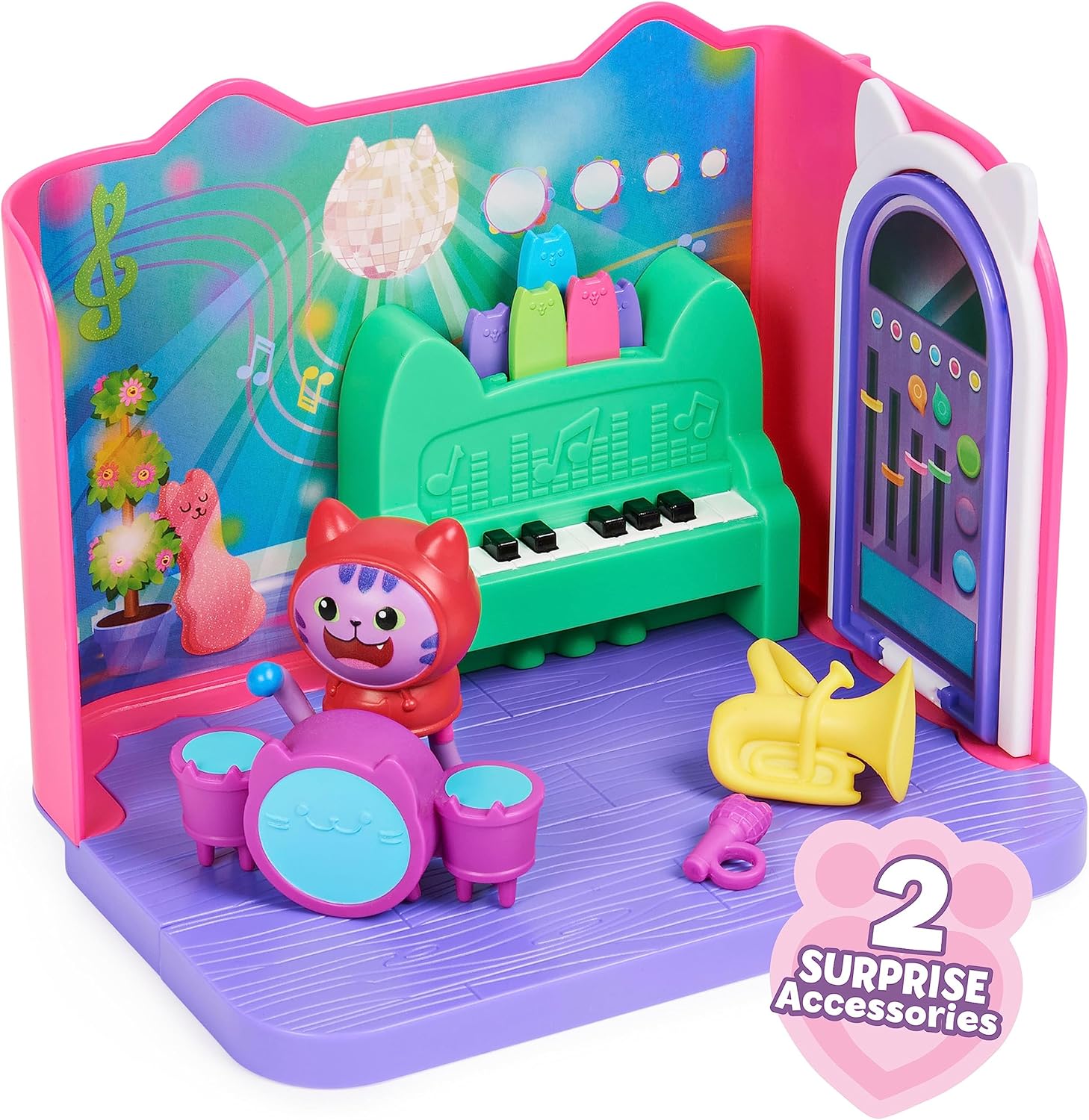 Gabby’s Dollhouse Groovy Music Room Playset with Daniel James Catnip Figure - Ages 3+ 7
