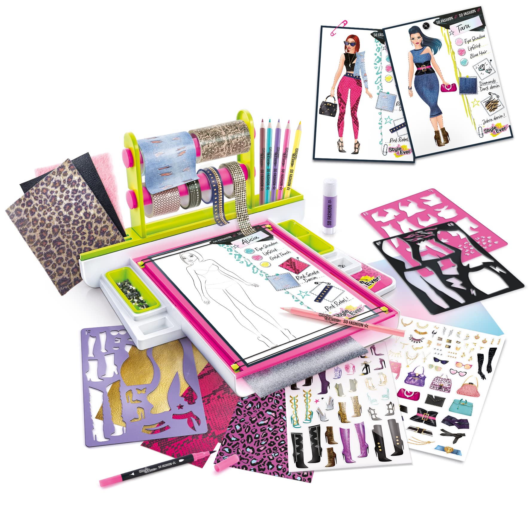 Fashion Designer Studio - Real Adhesive Fabrics & Design Kit for Kids 8