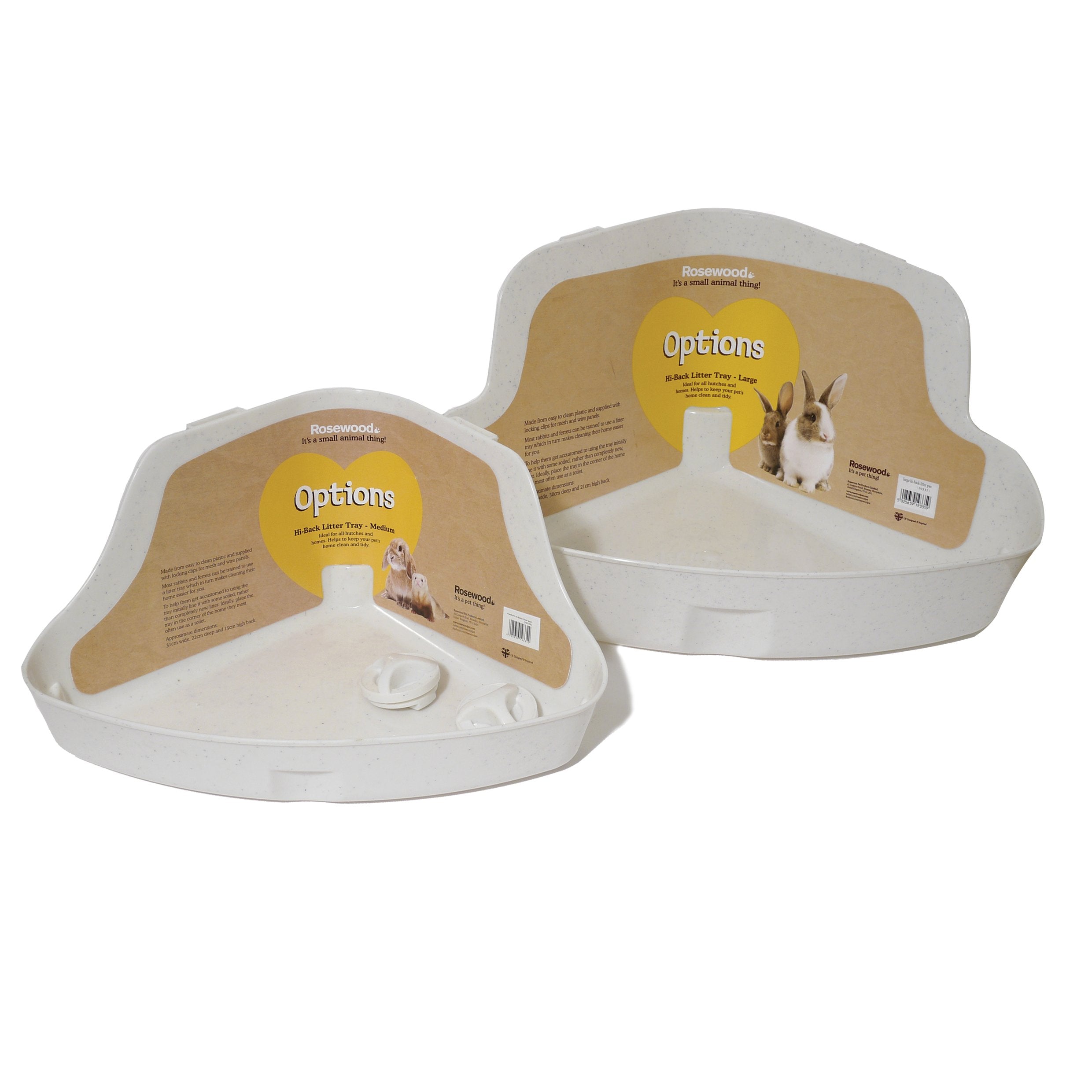 Rosewood Large Corner Rabbit Litter Tray - Space Saving | Easy to Clean | White