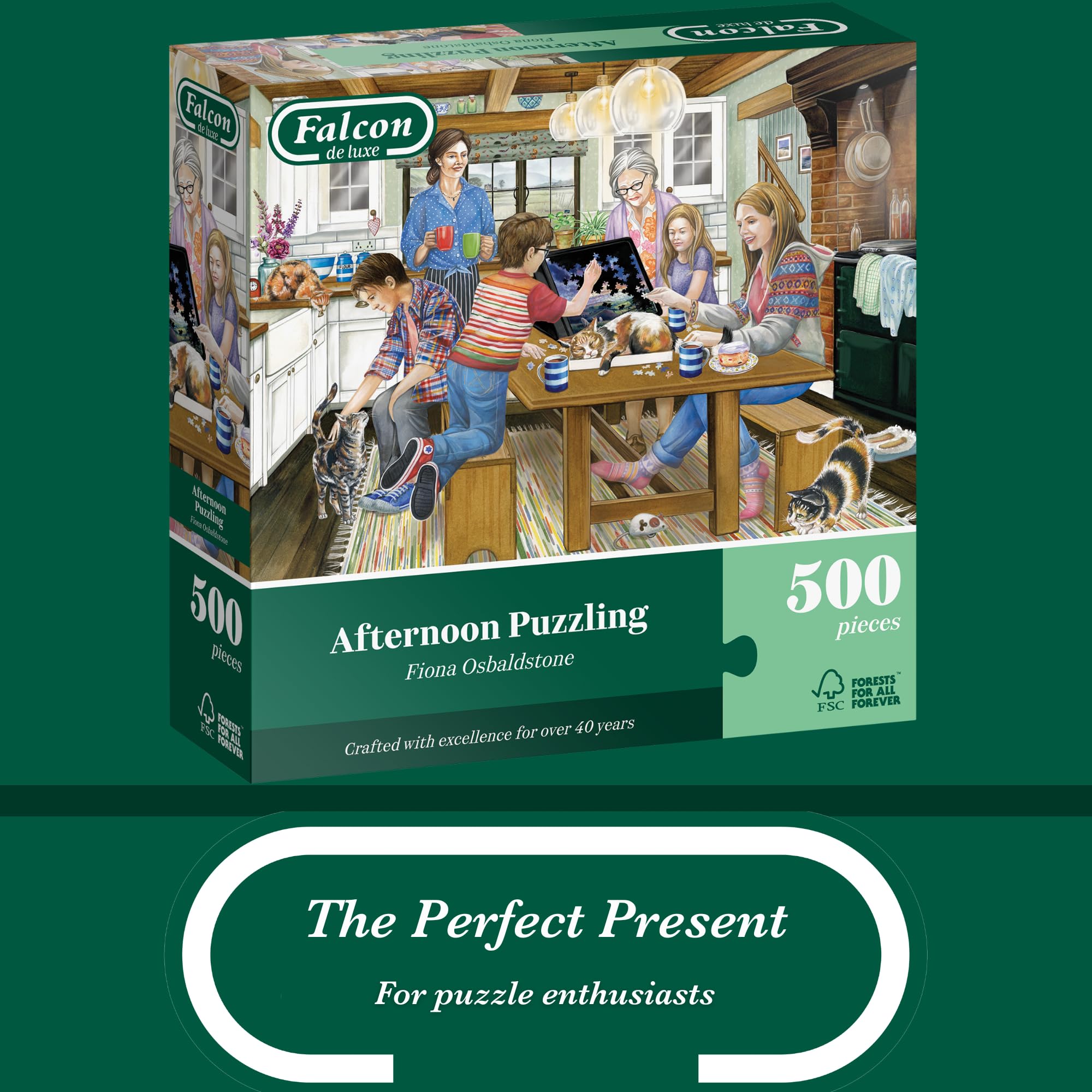 Falcon Afternoon Puzzling 500 Piece Jigsaw Puzzle - Illustrated by Fiona Obaldstone 4