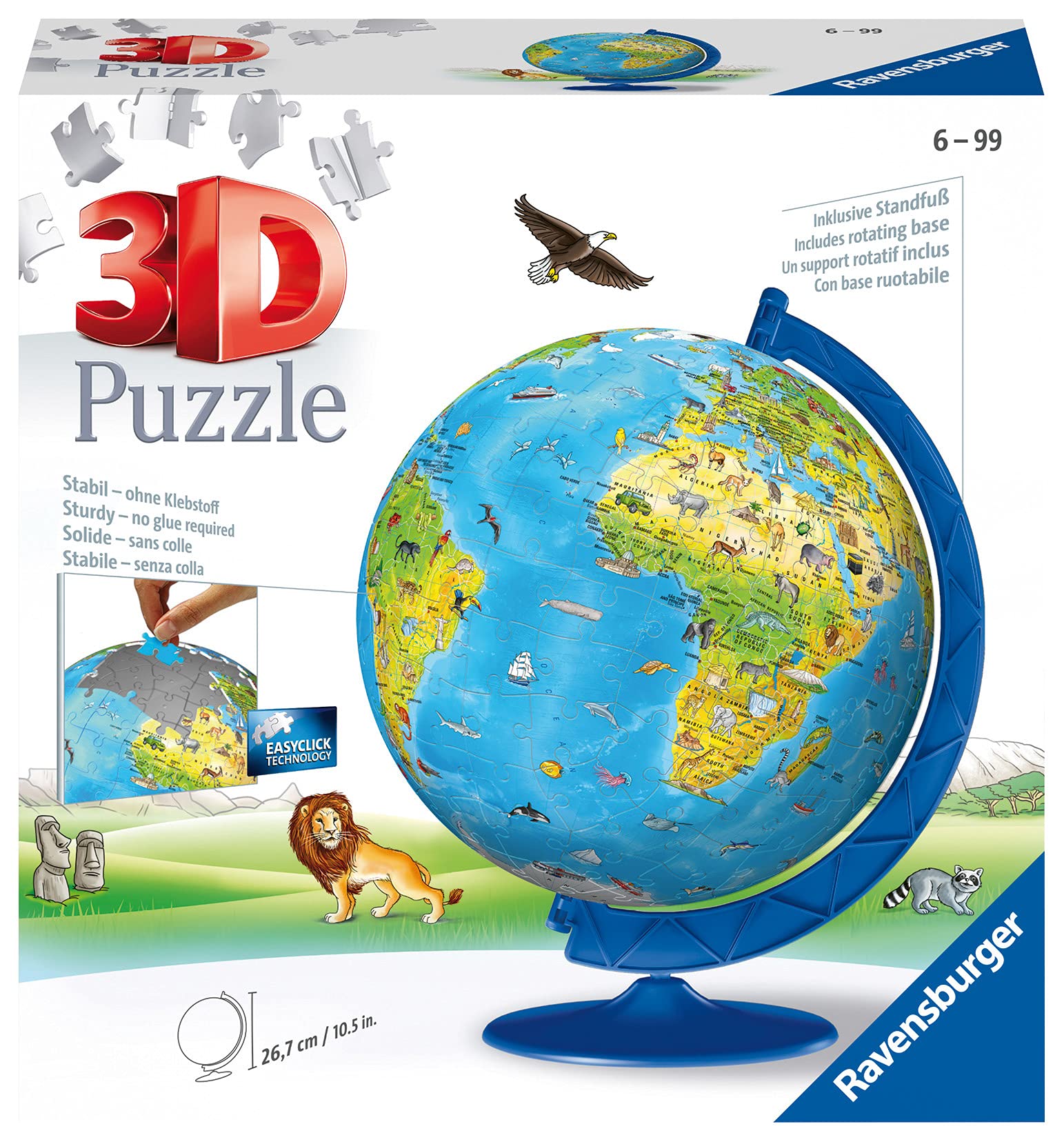Ravensburger 180-Piece 3D World Globe Puzzle - Educational Toy for Kids 6+ 6