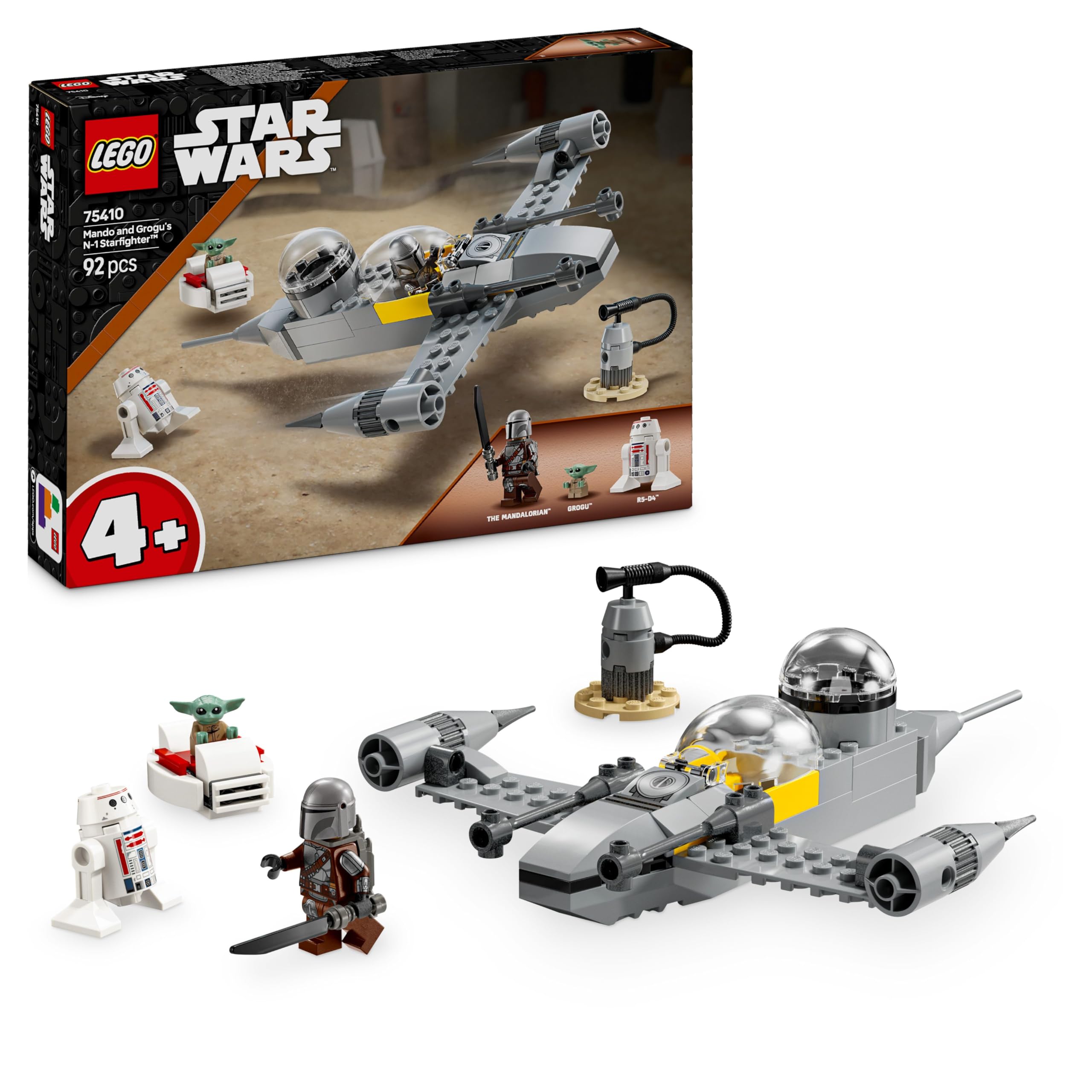LEGO Star Wars Mando and Grogu’s N-1 Starfighter Building Set 75410 for Ages 4+