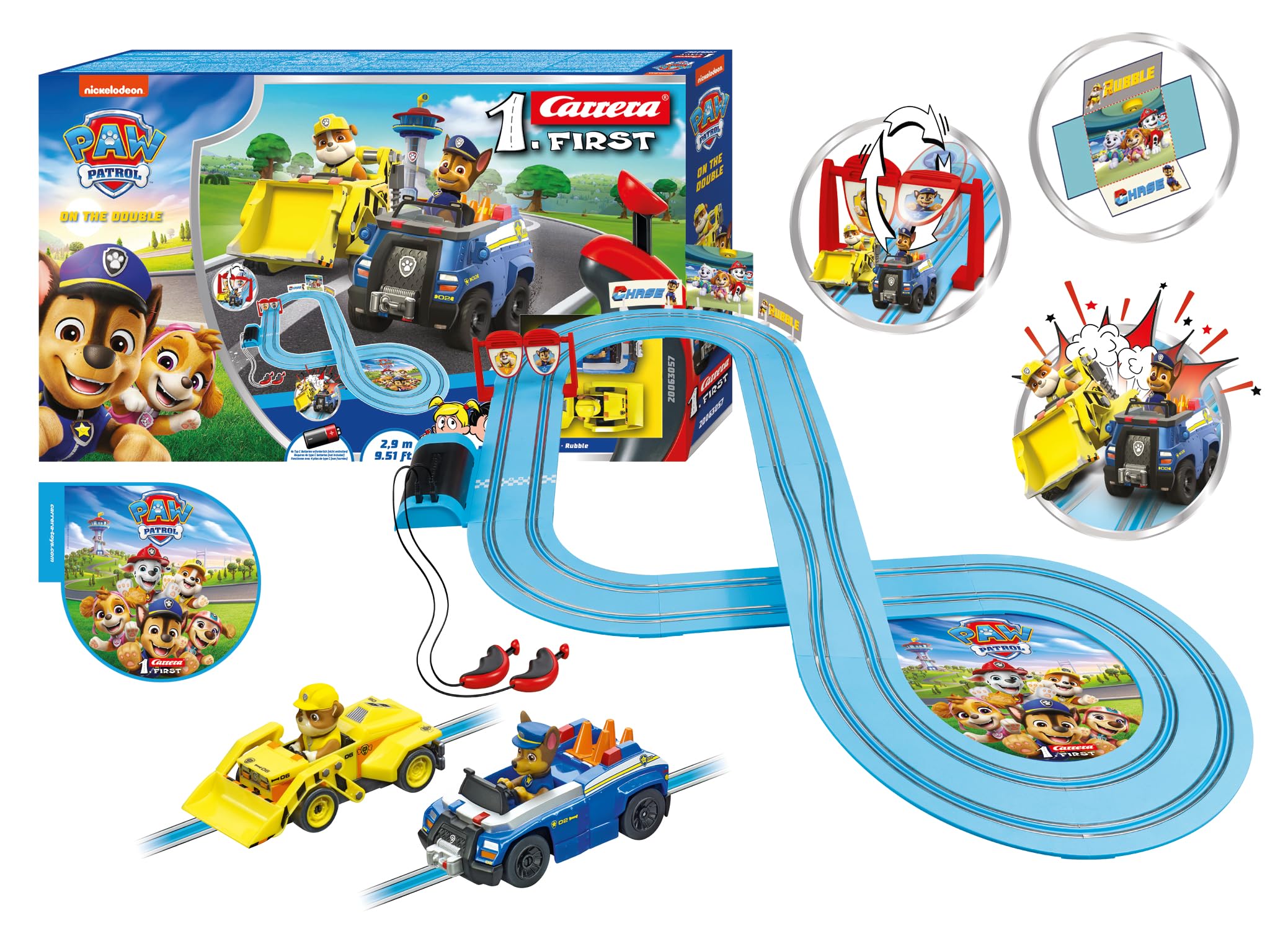 Carrera FIRST PAW Patrol - On The Double Slot Racing Track Set for Kids 8