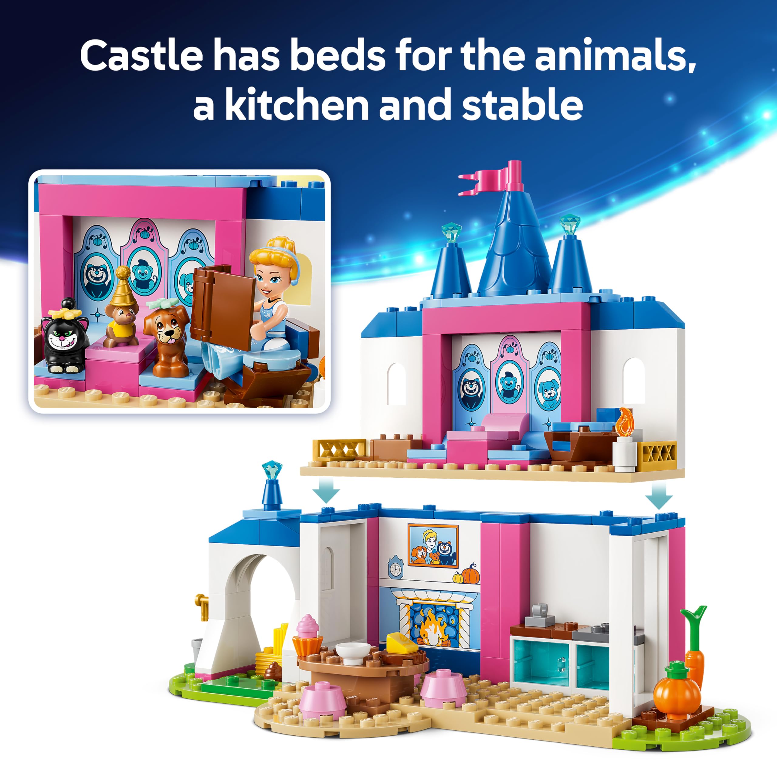 LEGO Disney Princess Cinderella Animal Friends Castle Toy Set 43283 for Ages 4+ | Starter Brick Building Set 5