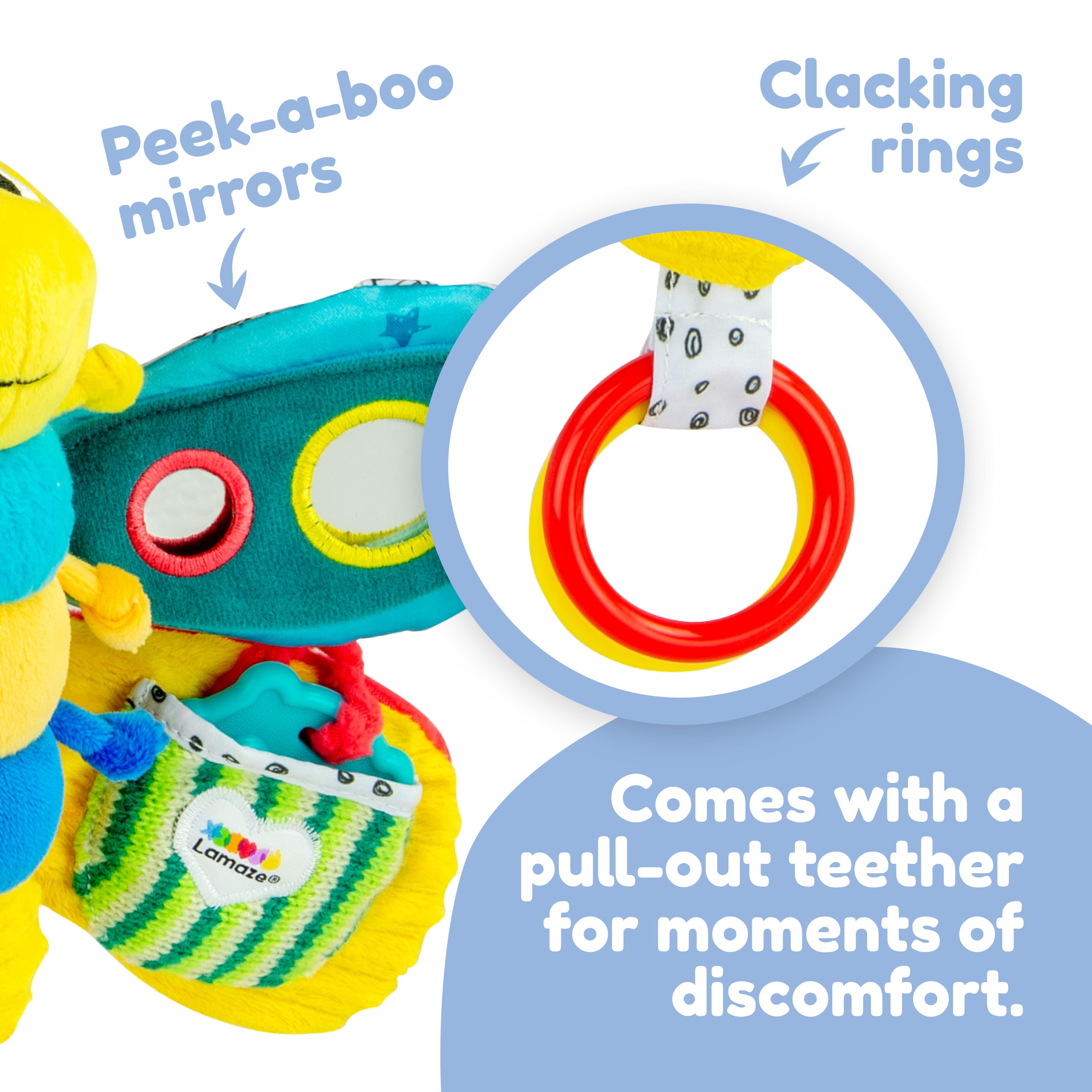 Lamaze Freddie the Firefly - Sensory Toy for Babies 0-12 Months with Teether & Crinkle Wings 4
