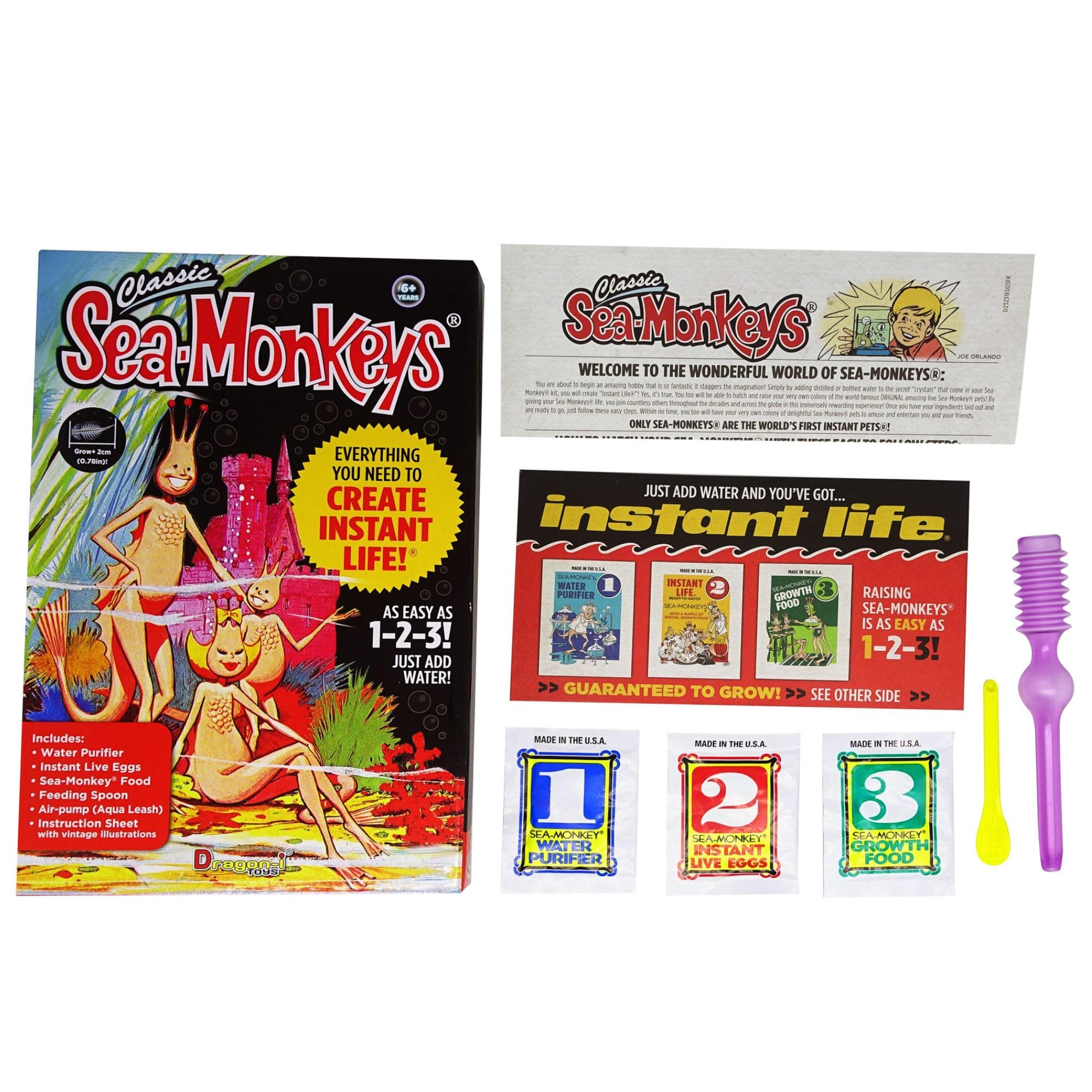 BANDAI Sea Monkeys Instant Life Retro Pack | Grow Your Own Brine Shrimp Pets | Ages 5+