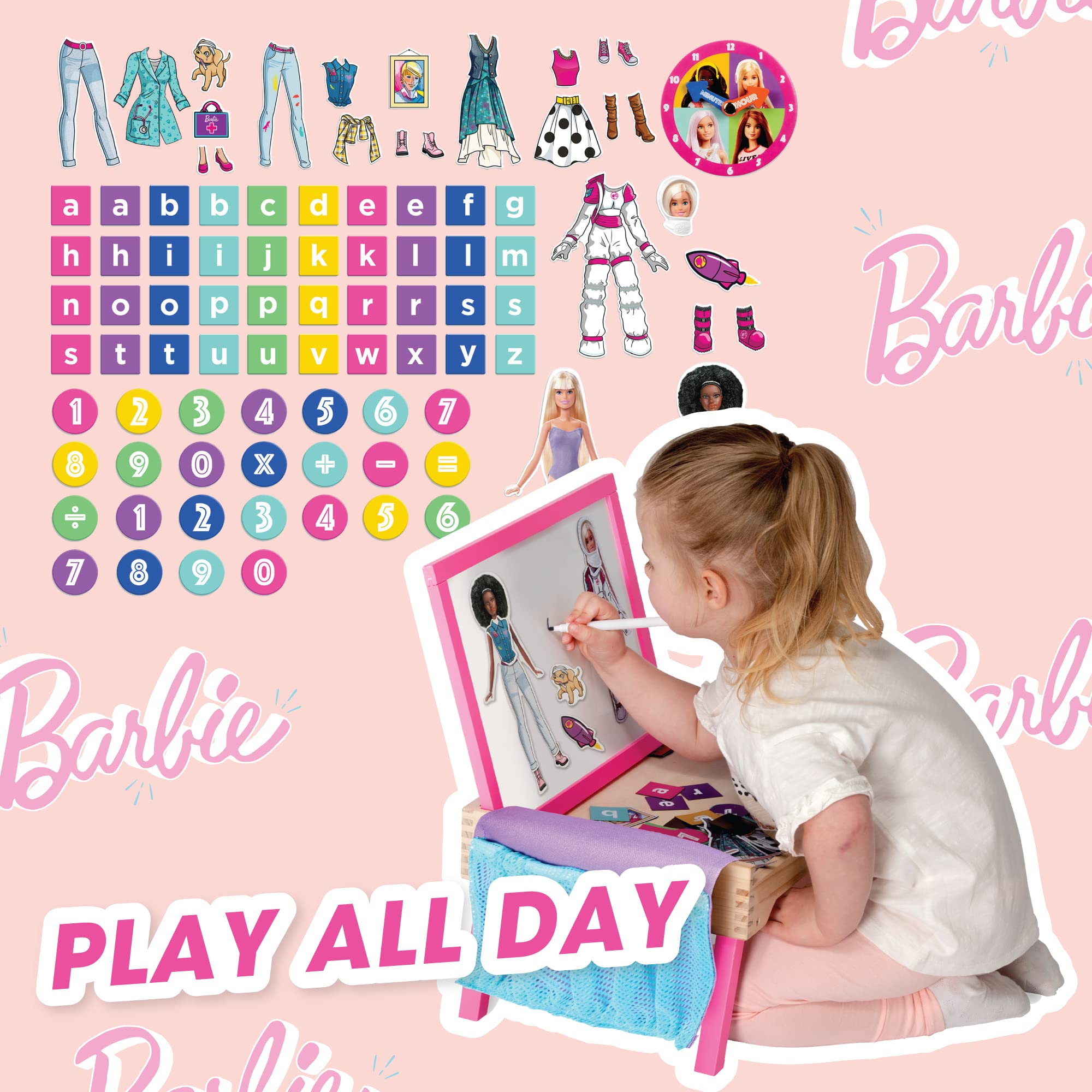 Barbie 2-in-1 Writing Board - Magnetic Whiteboard & Lap Tray for Kids 3+ 7
