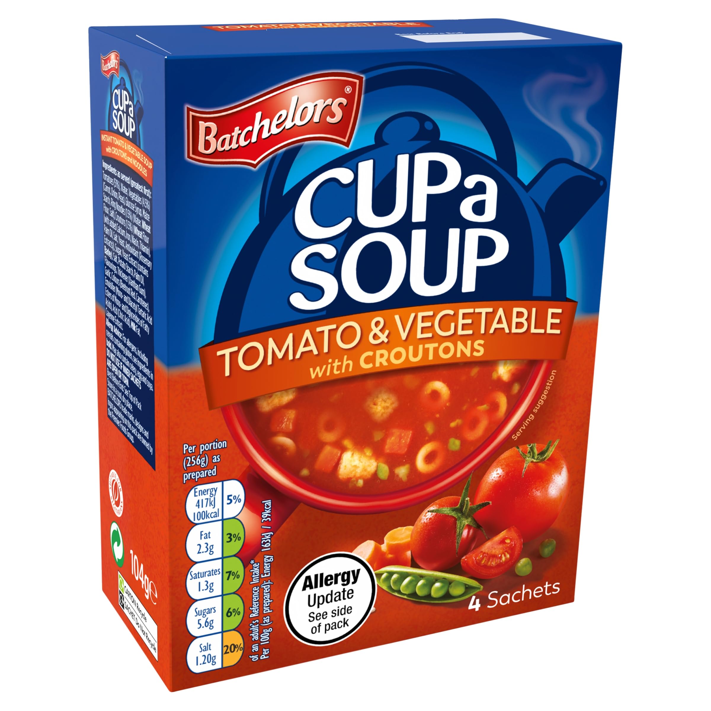 Batchelors - Cup a Soup Tomato & Vegetable with Croutons Instant Soup Sachets, 4 Pack 6