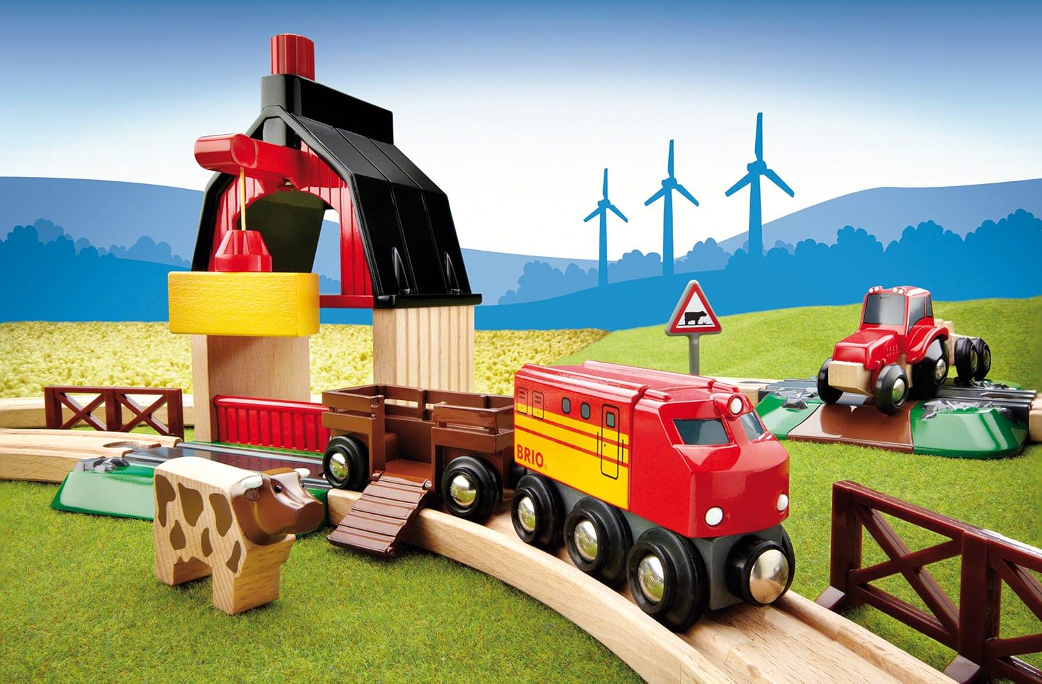 BRIO World Farm Train Set - Wooden Railway Playset with Magnetic Trains & Accessories 10