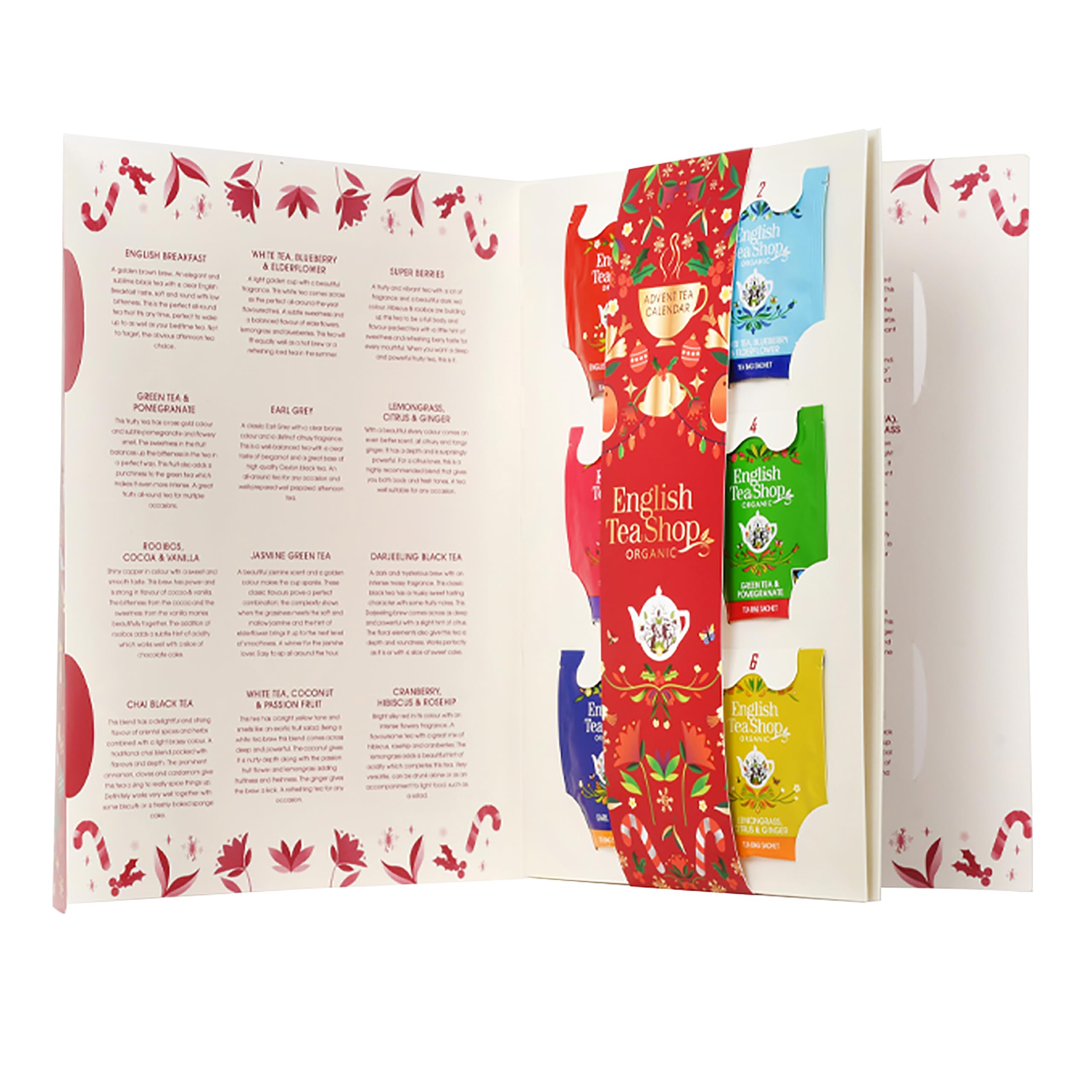 English Tea Shop Organic Tea Book Red Advent Calendar - 24 Tea Bag Sachets 7