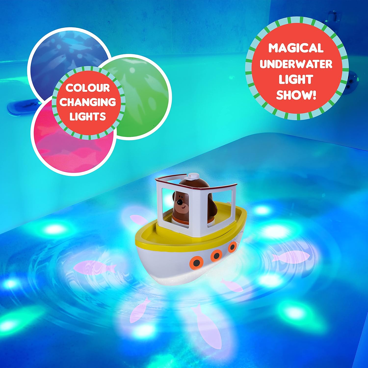 Hey Duggee Lightshow River Boat - Floating Bath Toy with Underwater Lights, Scoop & Pour, 3 Years+ 4