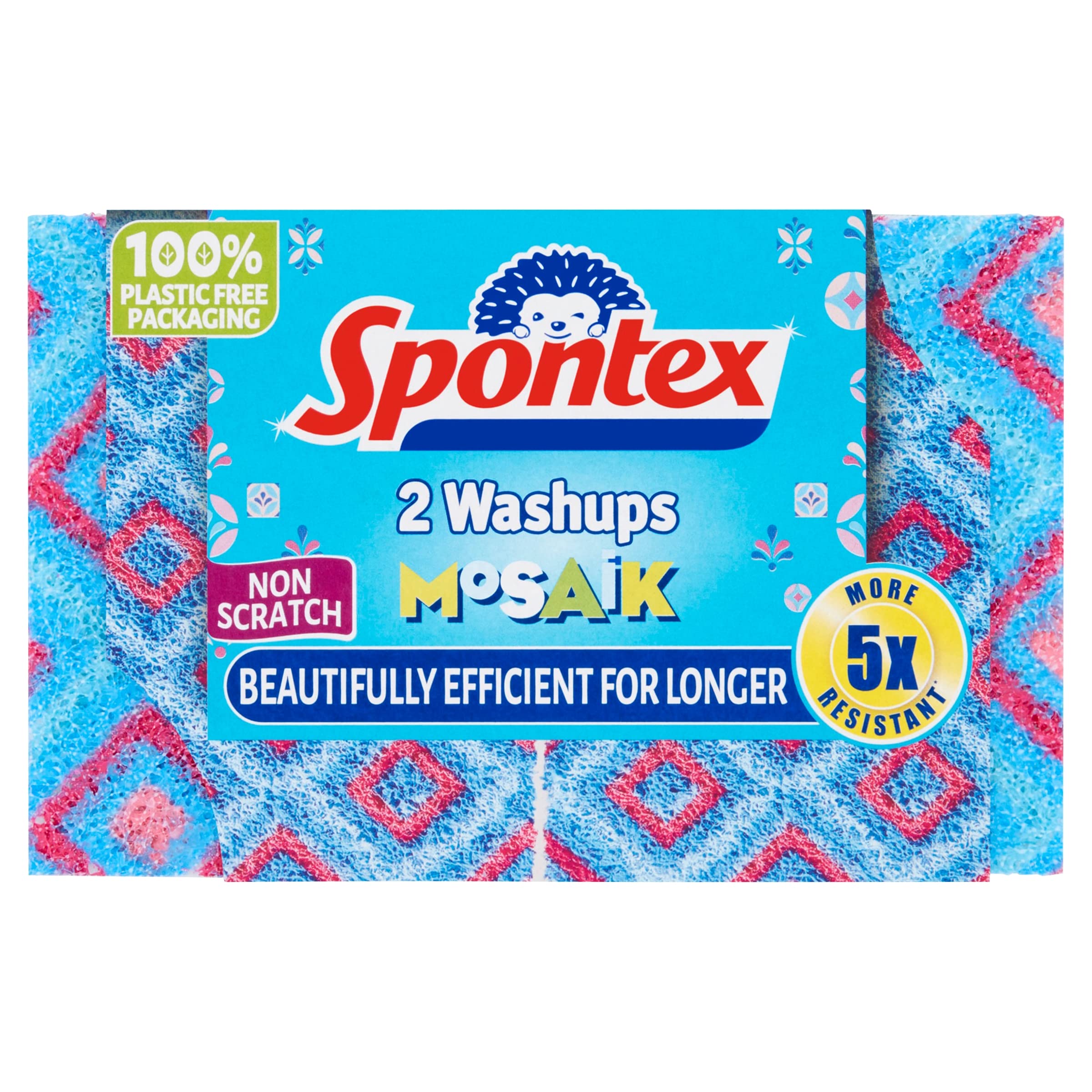 Spontex Washups Mosaik Non Scratch Sponge Scourer - 5x More Resistant | Pack of 2