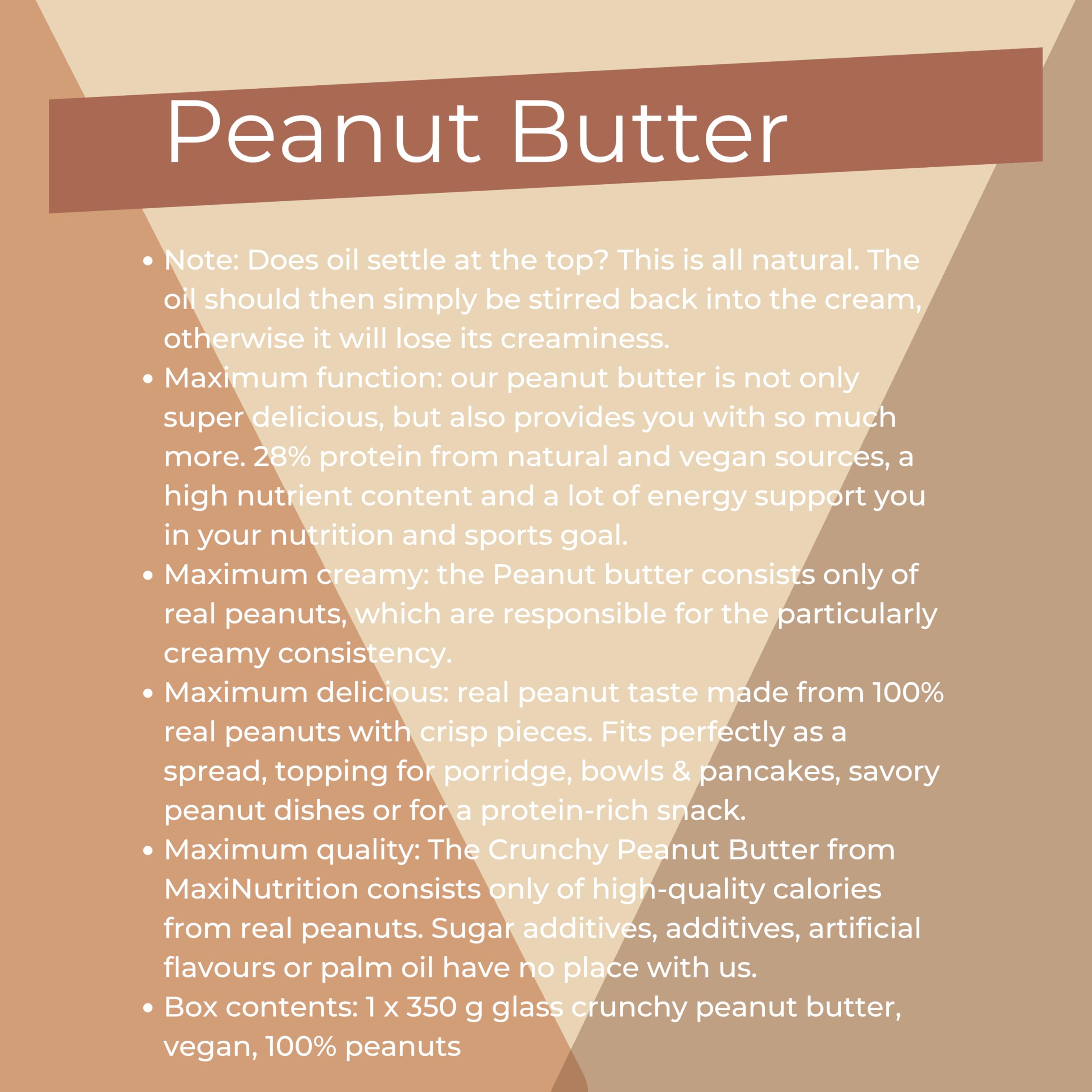 MaxiNutrition Crunchy Peanut Butter 350g - 100% Peanuts, No Sugar, No Palm Oil, High in Protein 5