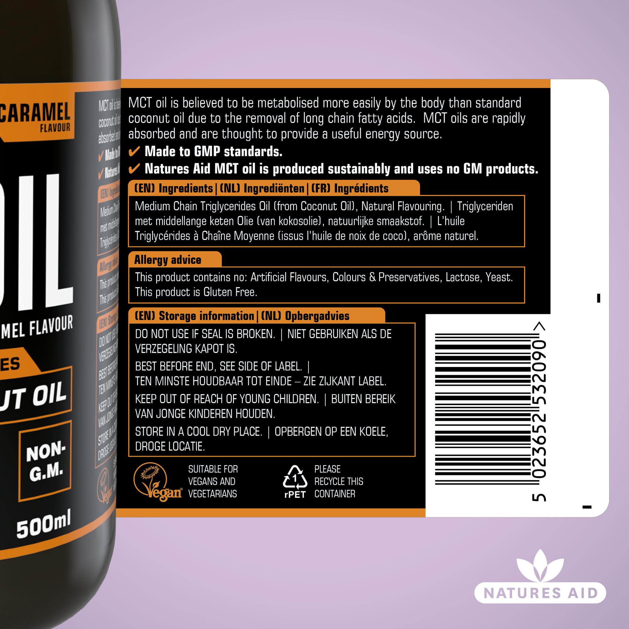 Natures Aid MCT Oil 500ml Caramel Flavour – Coconut-Derived Oil for Coffee, Shakes & Smoothies 6