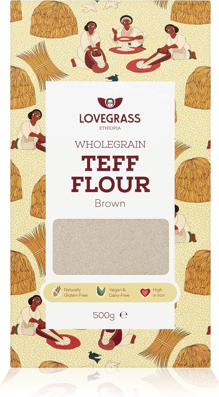 Lovegrass Habesha Brown Teff Flour - 500g - Gluten Free, Vegan, Whole Grain