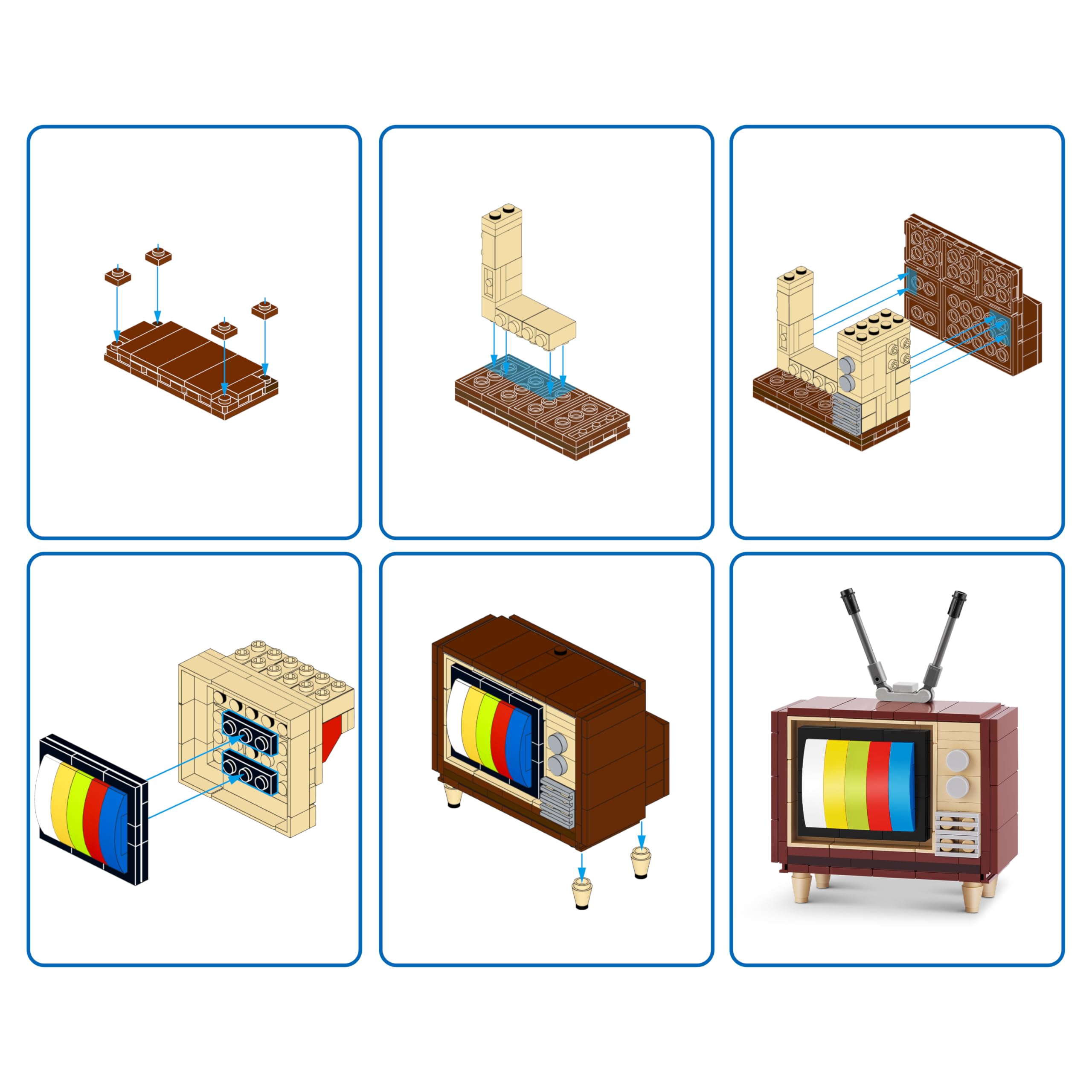 MAX Premium Retro Building Bricks - Television Model 83185H Building Set for Ages 3+ 7