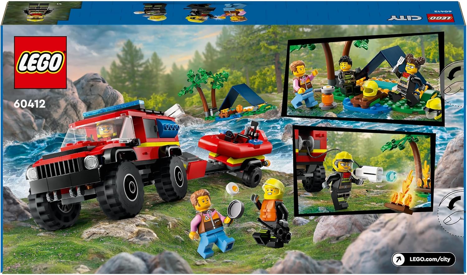 LEGO City 4x4 Fire Engine with Rescue Boat Building Set - Fire Rescue Playset for Ages 5+ 4