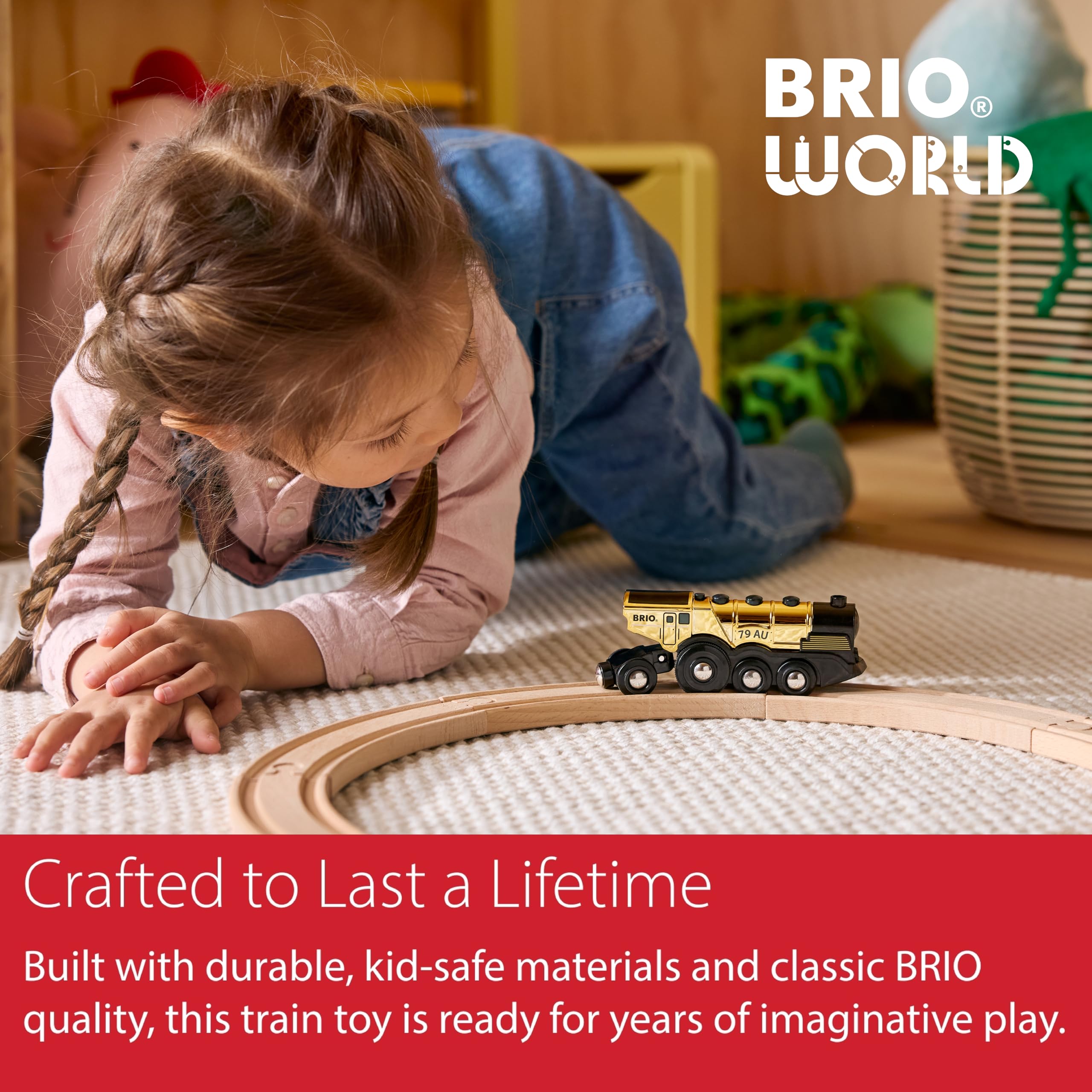 BRIO Mighty Gold Action Locomotive Battery-Powered Wooden Toy Train for Kids - BRIO World Add-On 12