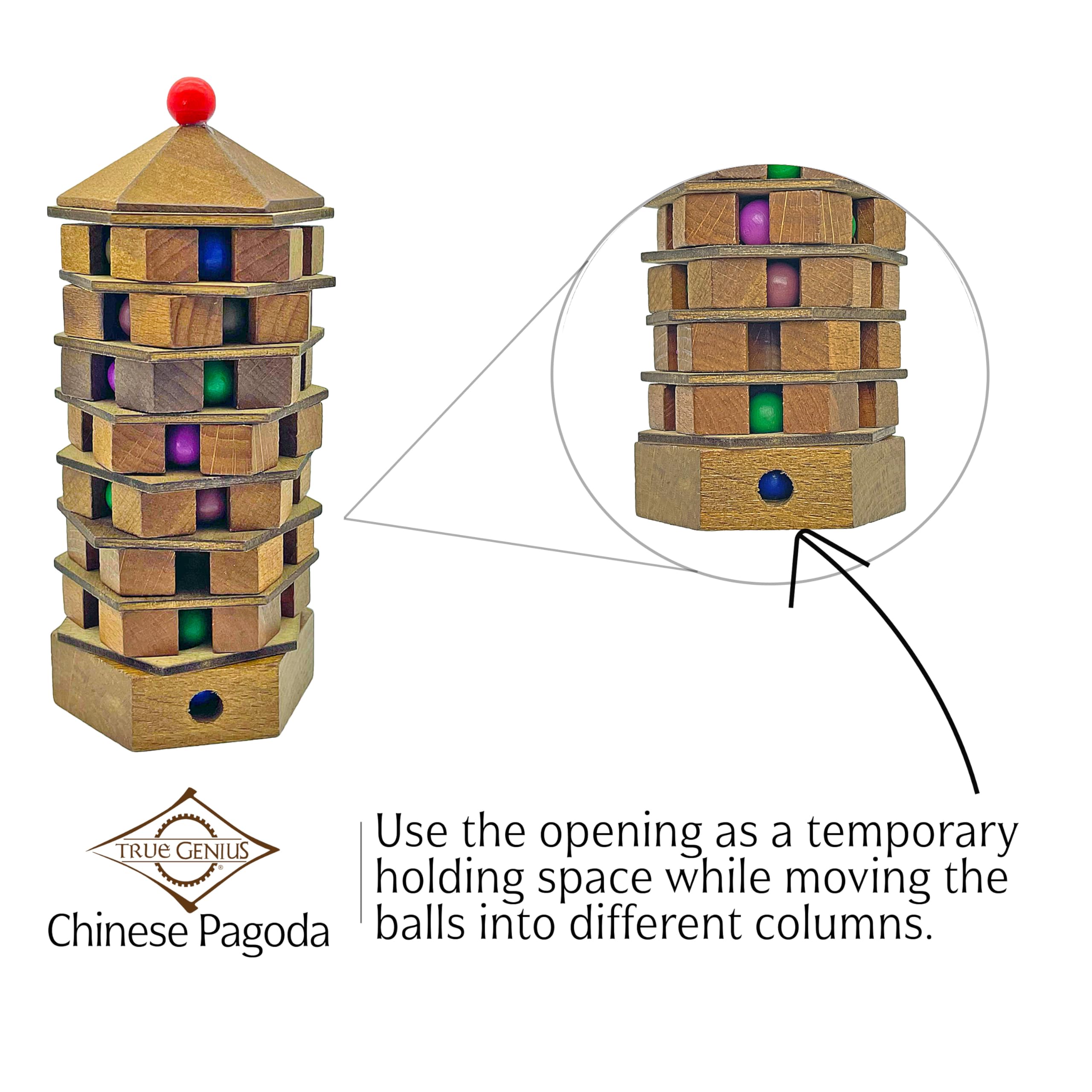 Chinese Pagoda Brain Teaser Puzzle - Solid Wood Logic Game for Adults & Kids, 8+ 5